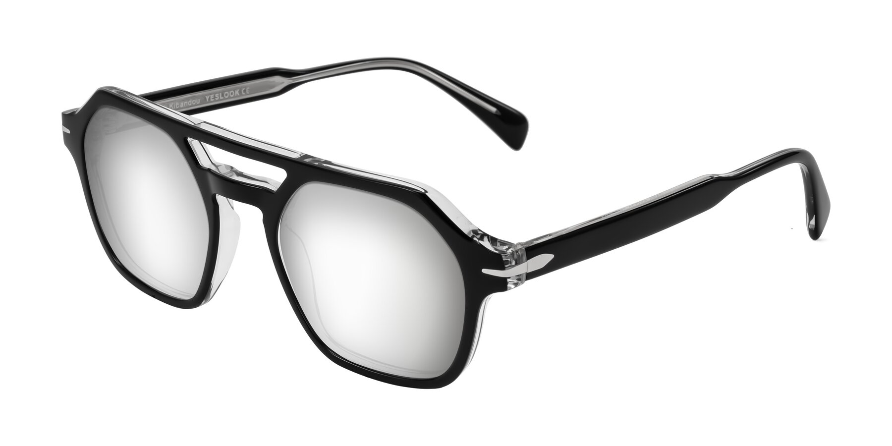 Angle of Kibandou in Black/Clear with Silver Mirrored Lenses