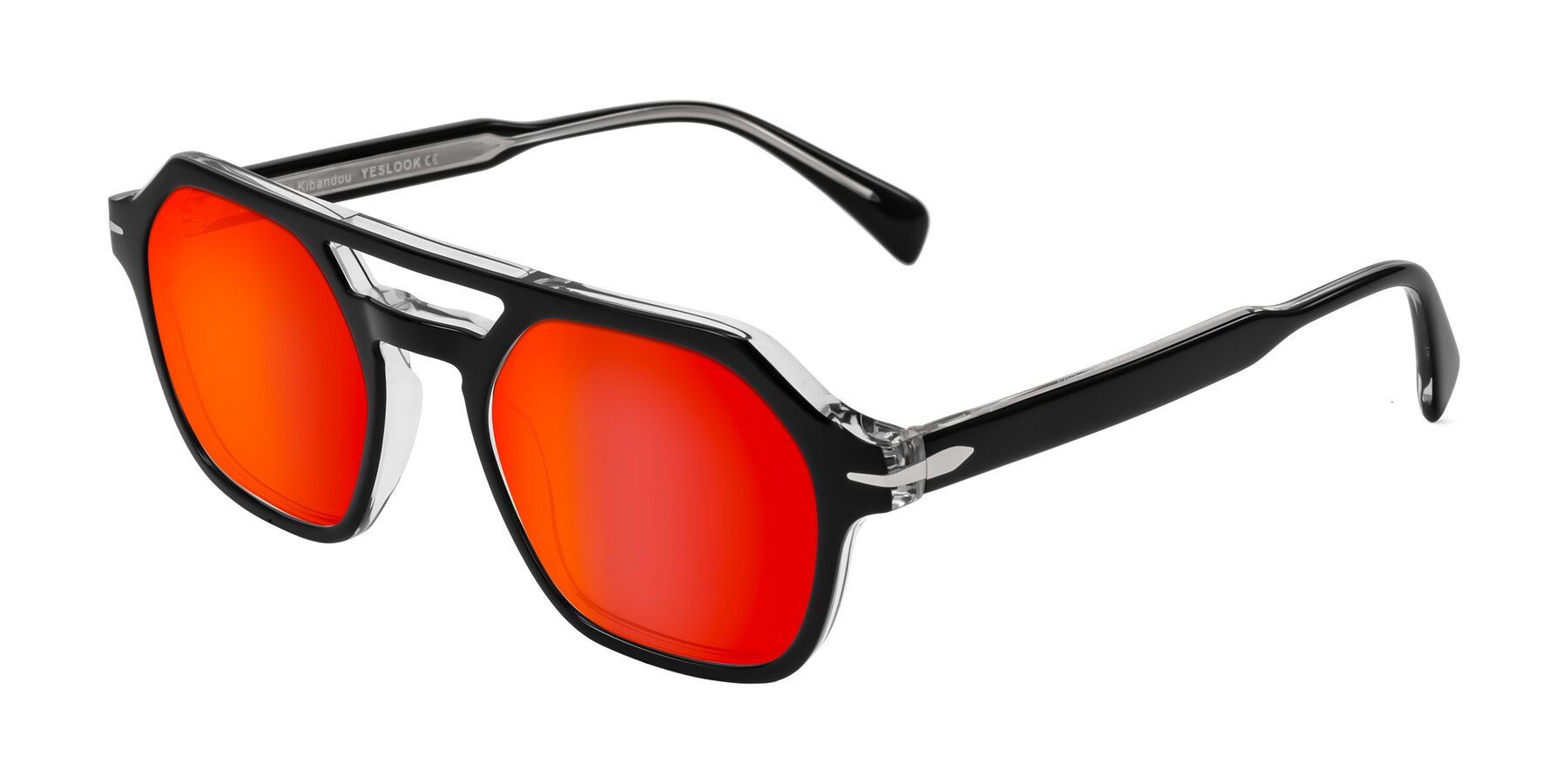 Angle of Kibandou in Black/Clear with Red Gold Mirrored Lenses