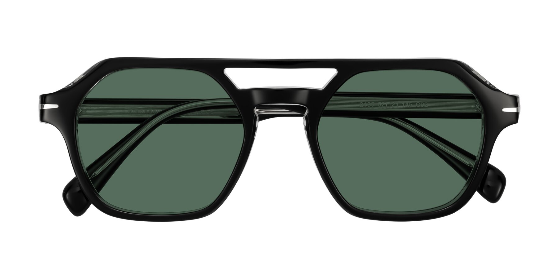 Folded Front of Kibandou in Black/Clear with Green Polarized Lenses