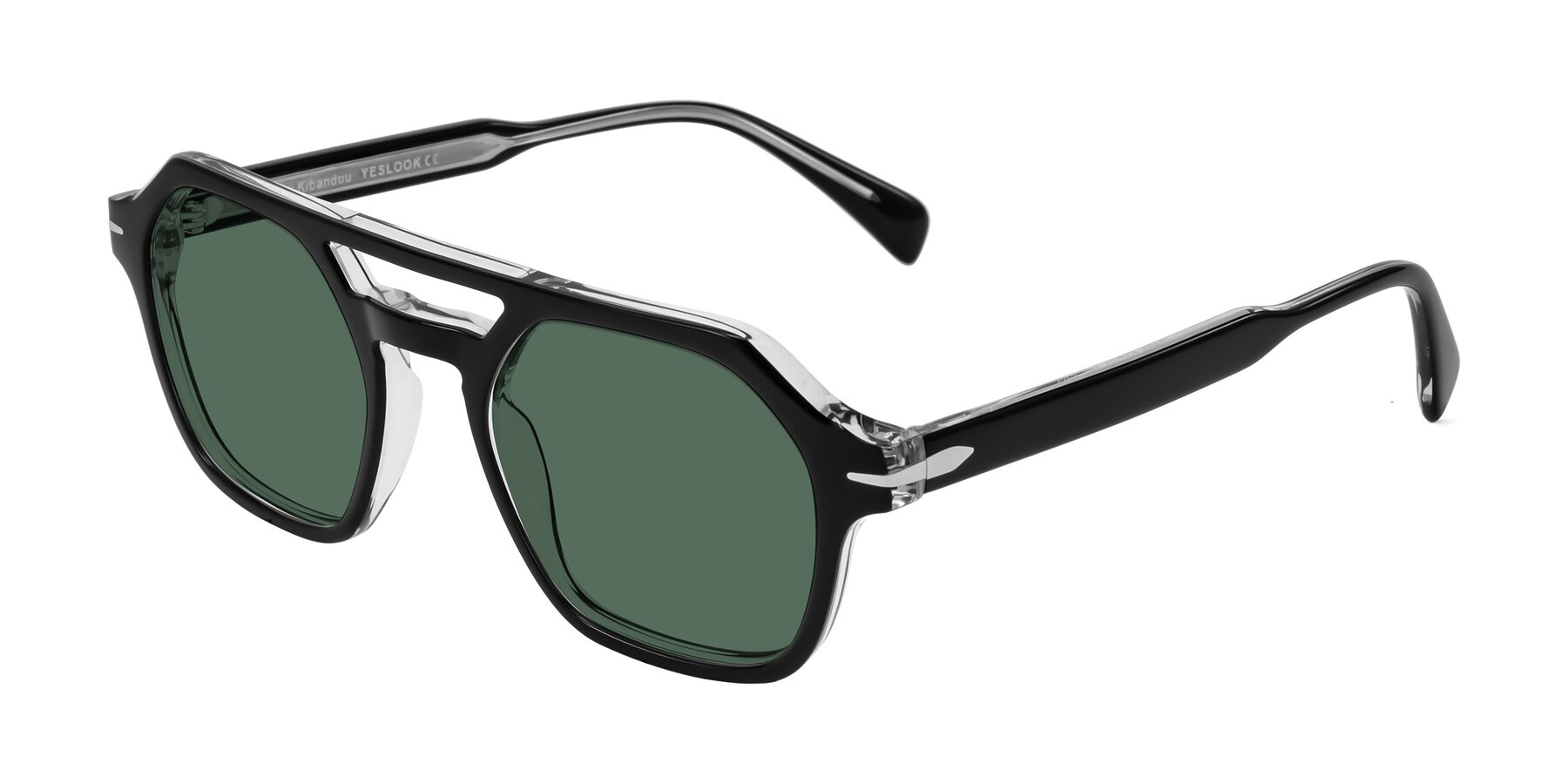 Angle of Kibandou in Black/Clear with Green Polarized Lenses