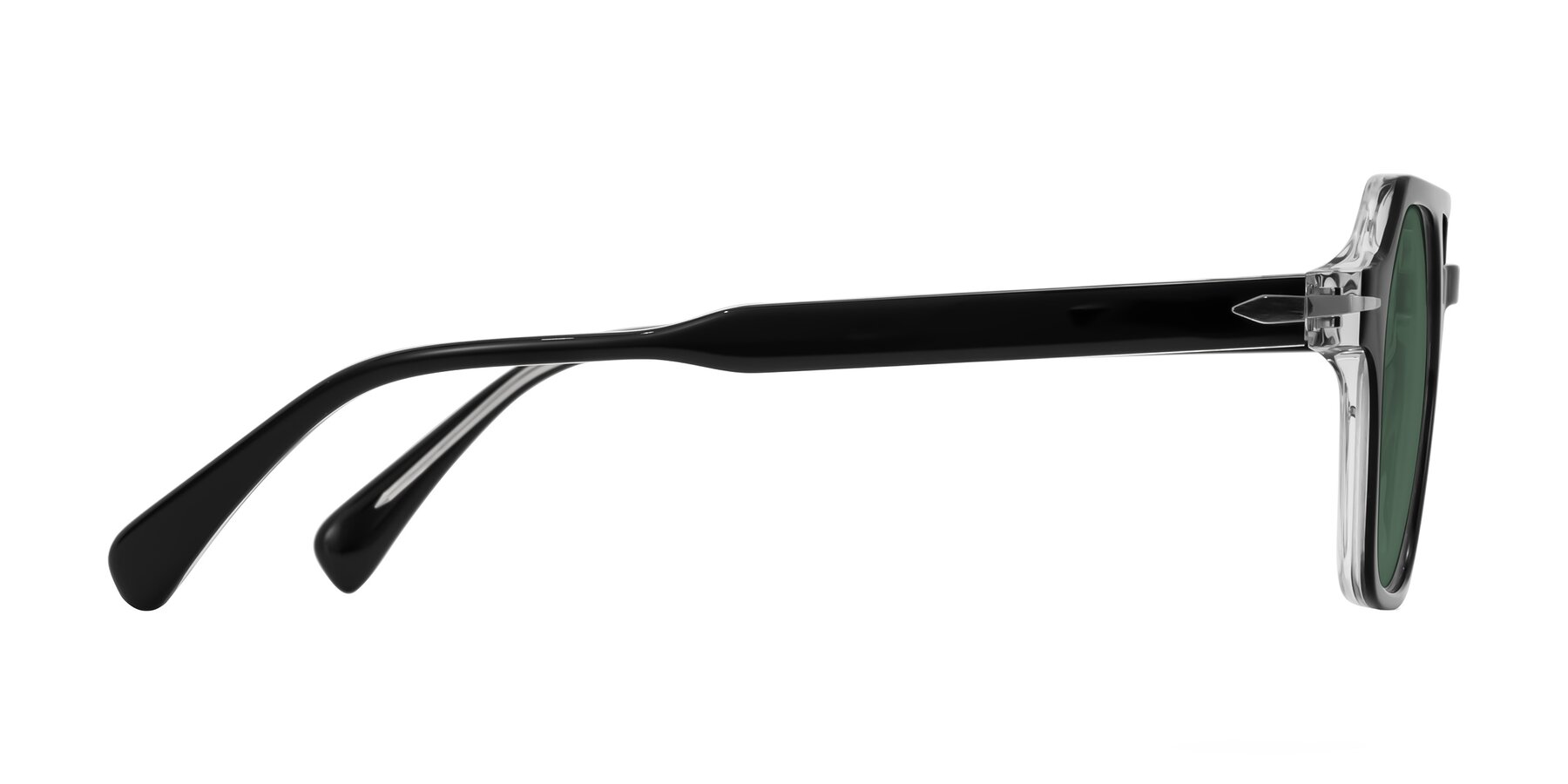 Side of Kibandou in Black/Clear with Green Polarized Lenses