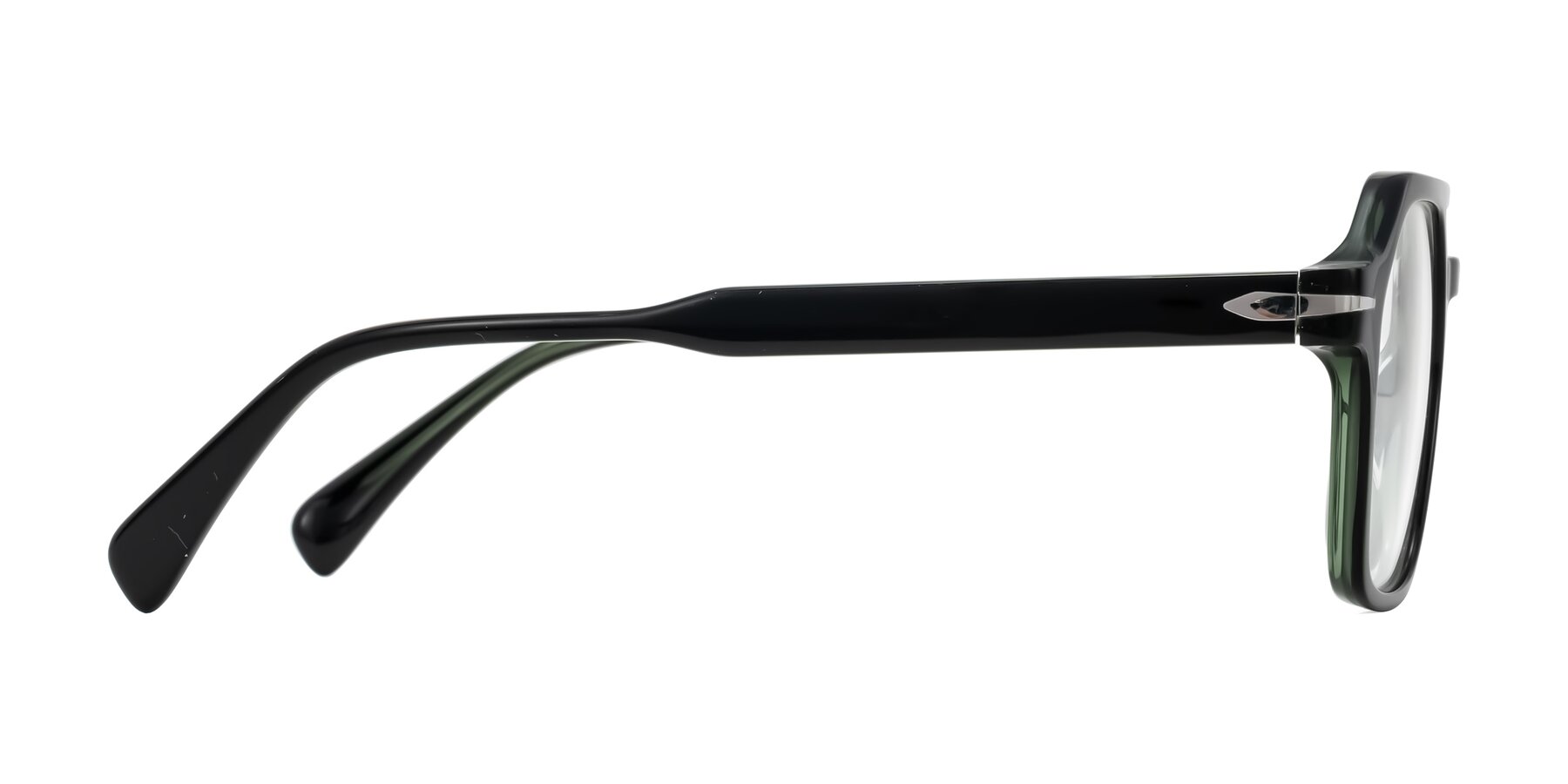 Side of Kibandou in Black/Green with Clear Blue Light Blocking Lenses