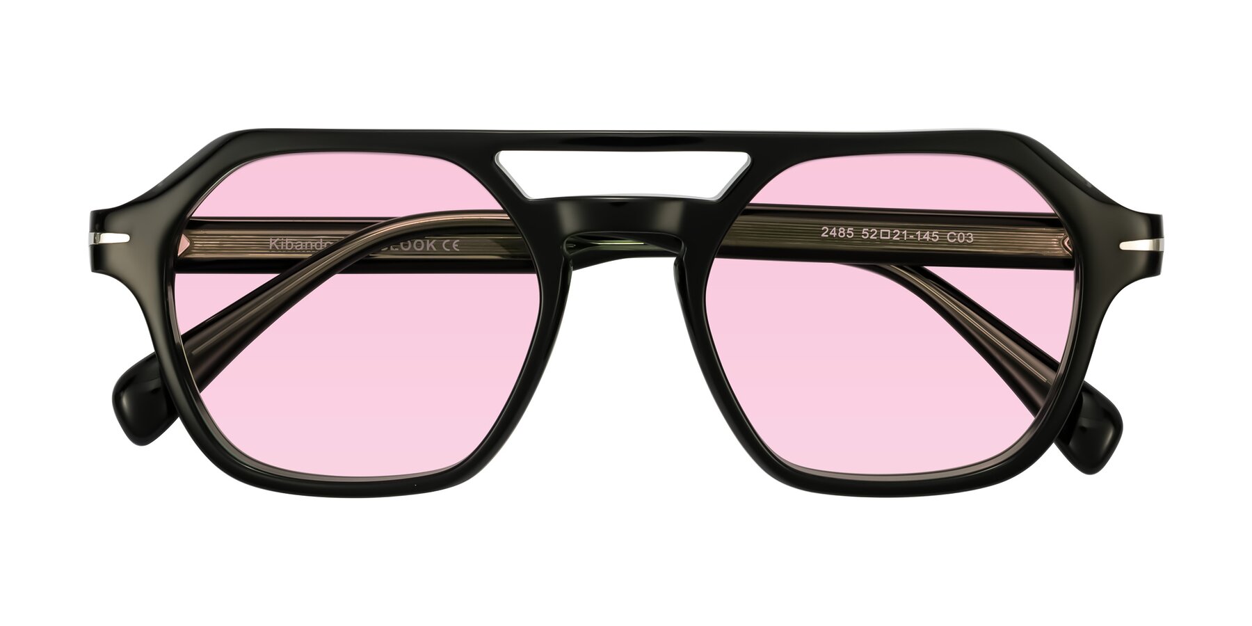 Folded Front of Kibandou in Black/Green with Light Pink Tinted Lenses