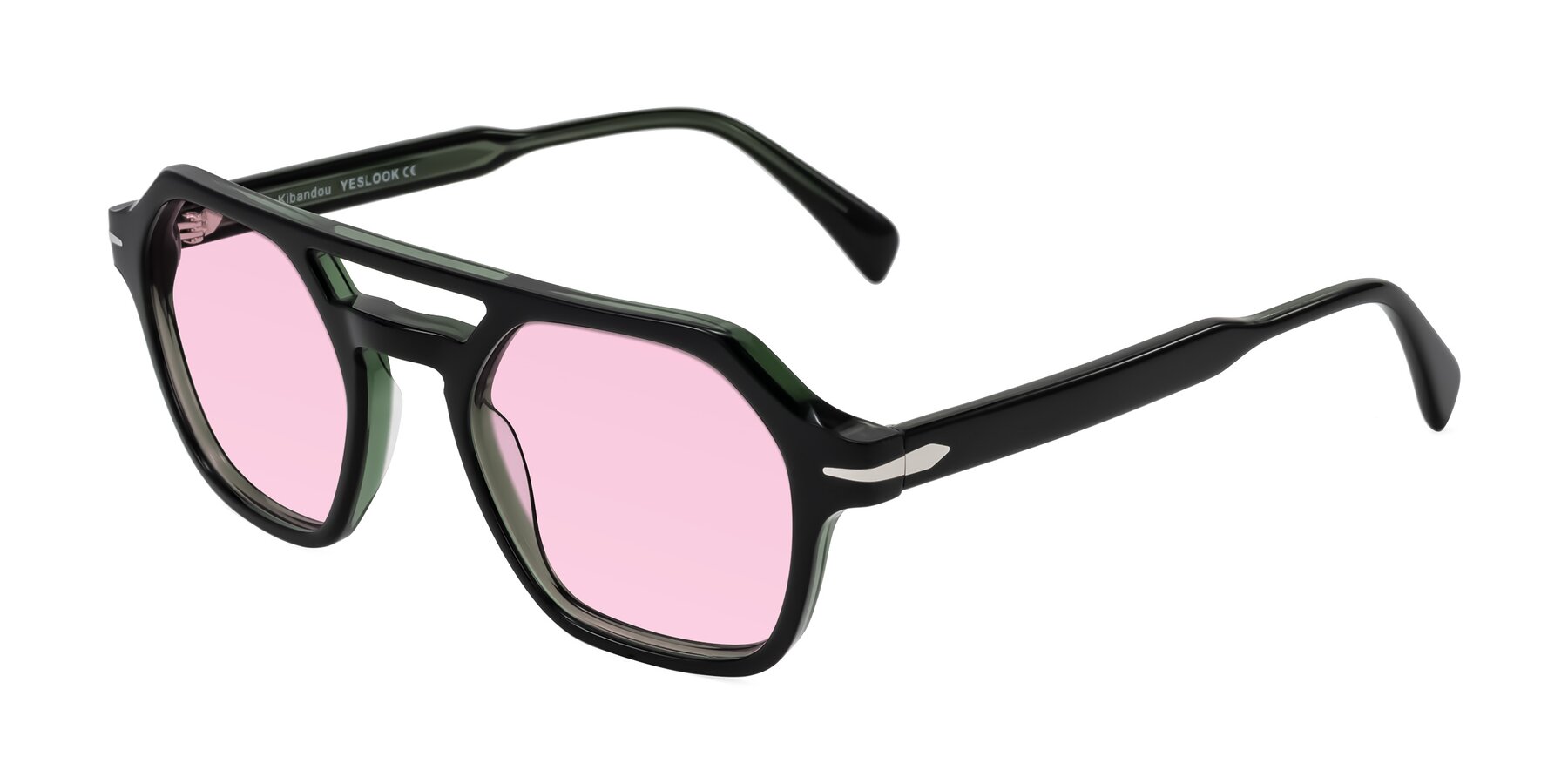 Angle of Kibandou in Black/Green with Light Pink Tinted Lenses