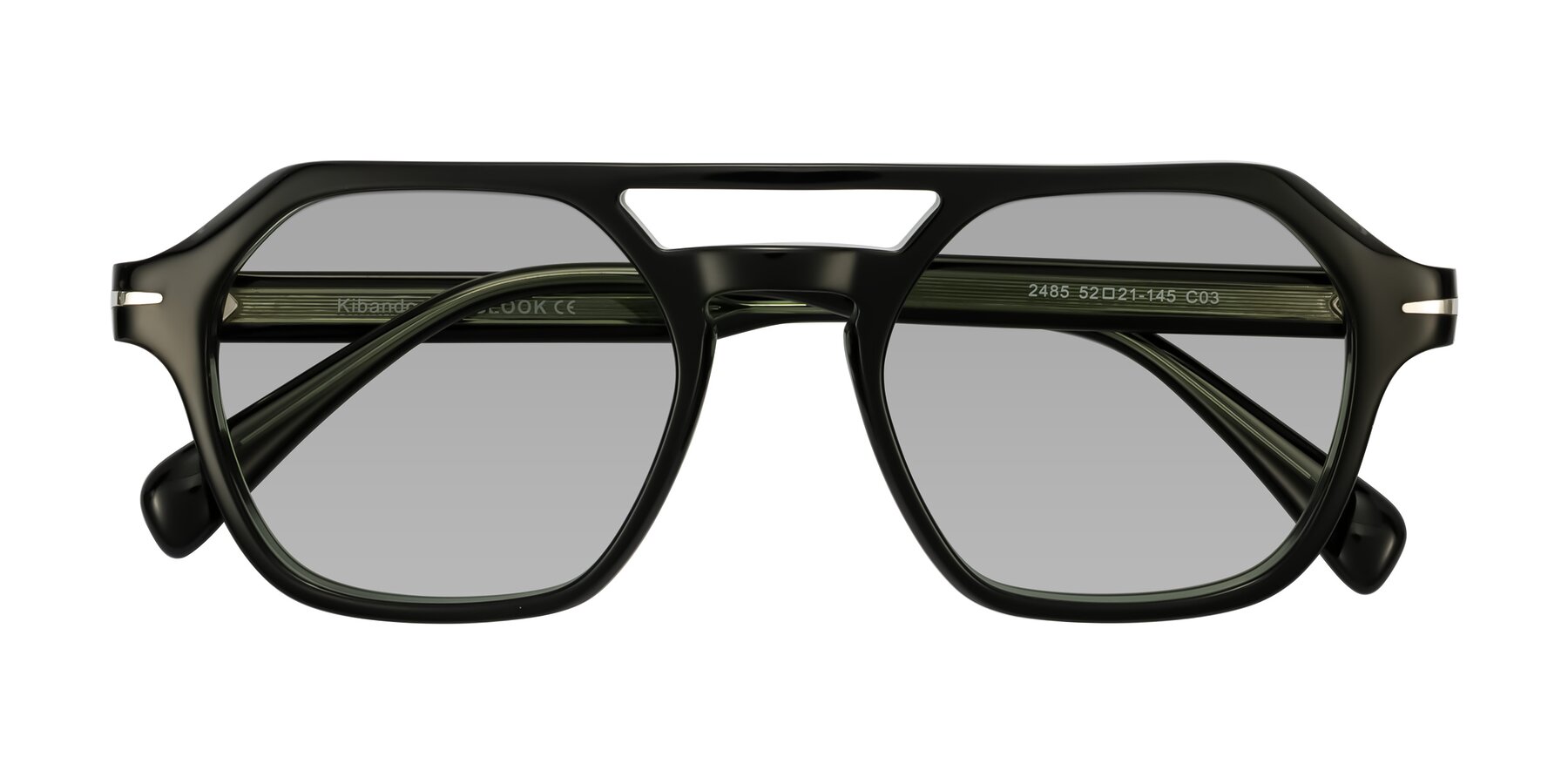 Folded Front of Kibandou in Black/Green with Light Gray Tinted Lenses