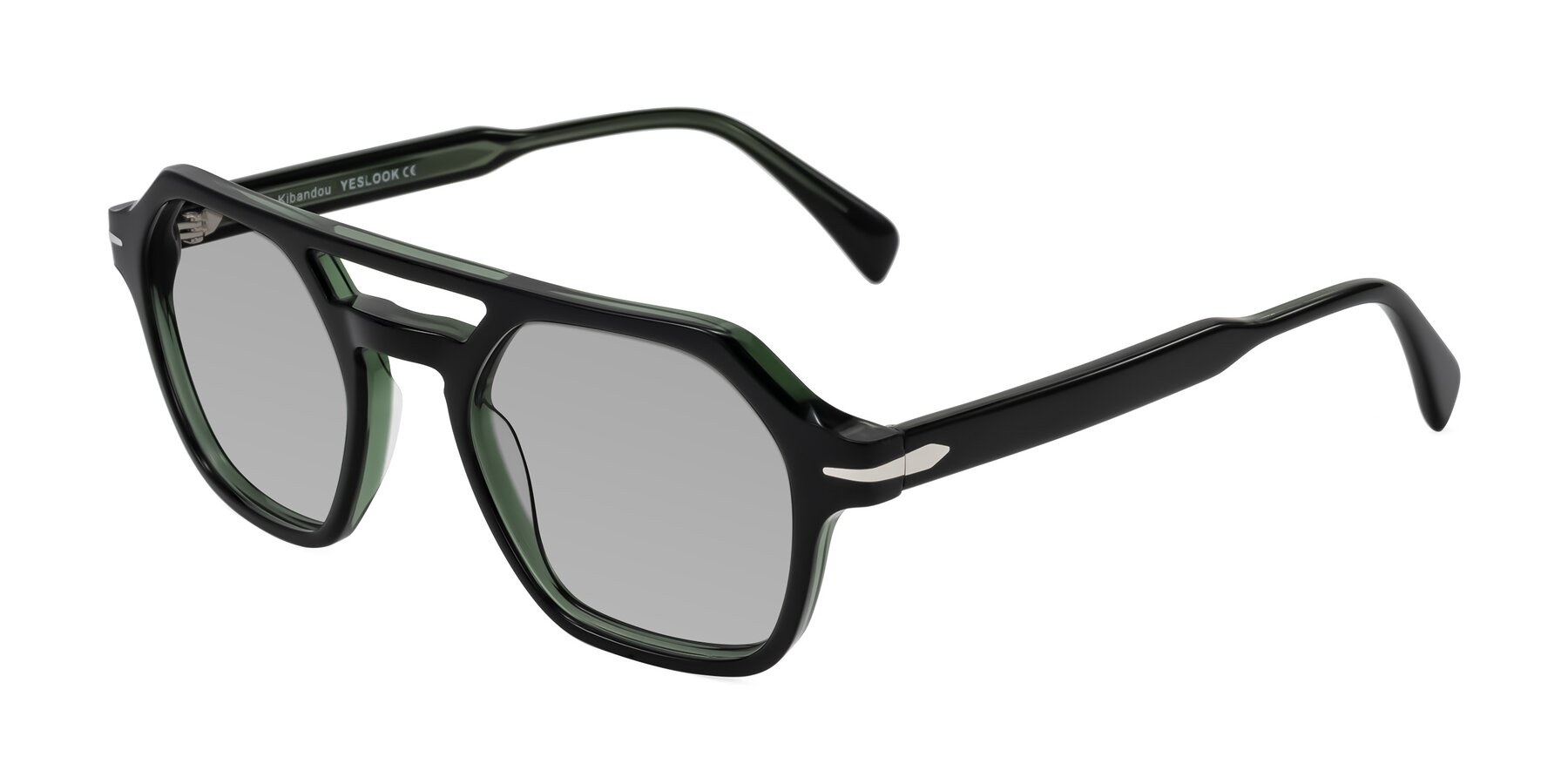 Angle of Kibandou in Black/Green with Light Gray Tinted Lenses