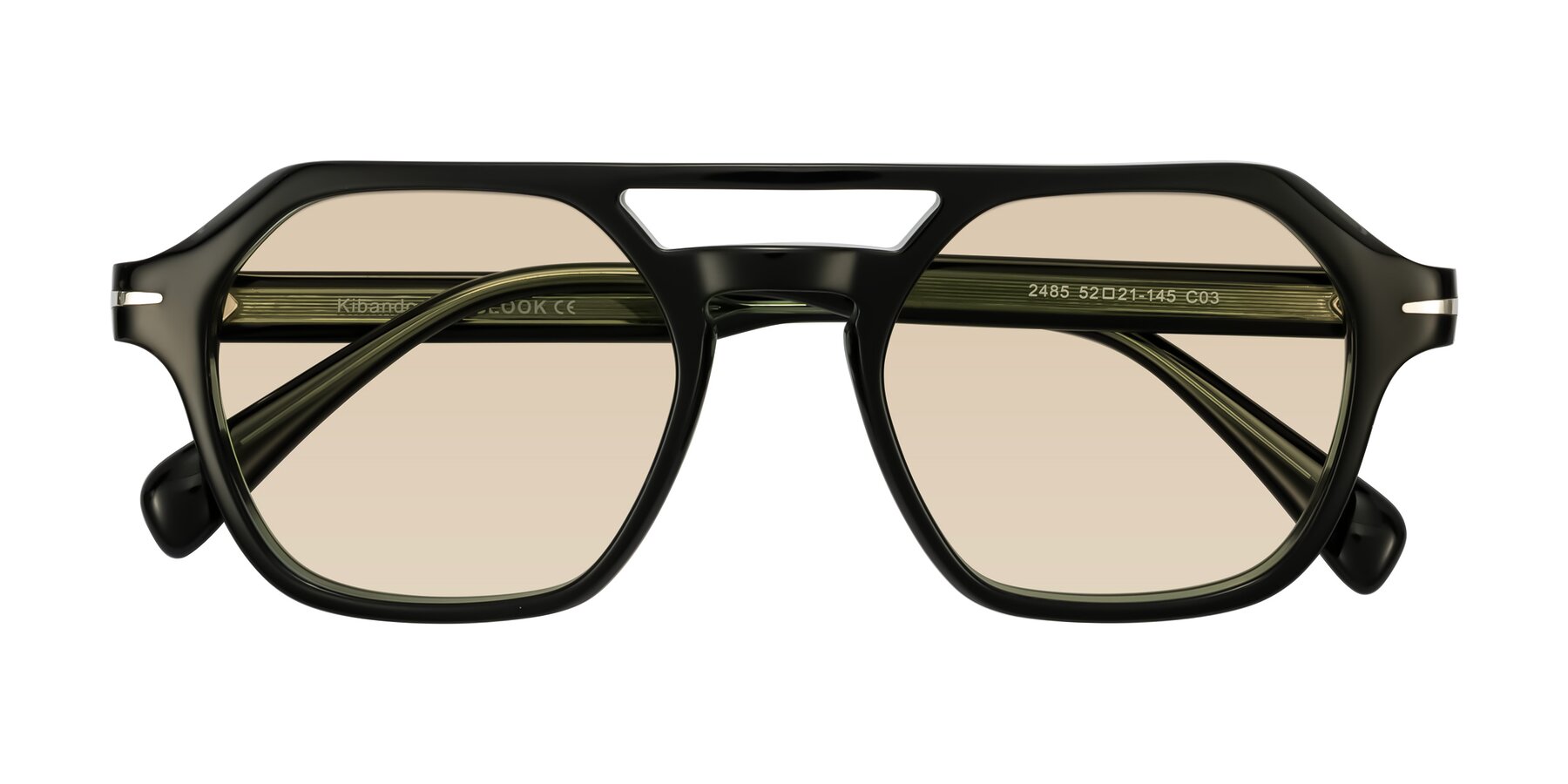 Folded Front of Kibandou in Black/Green with Light Brown Tinted Lenses