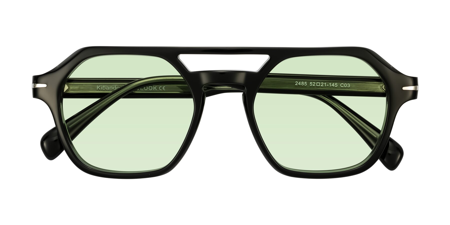Folded Front of Kibandou in Black/Green with Light Green Tinted Lenses