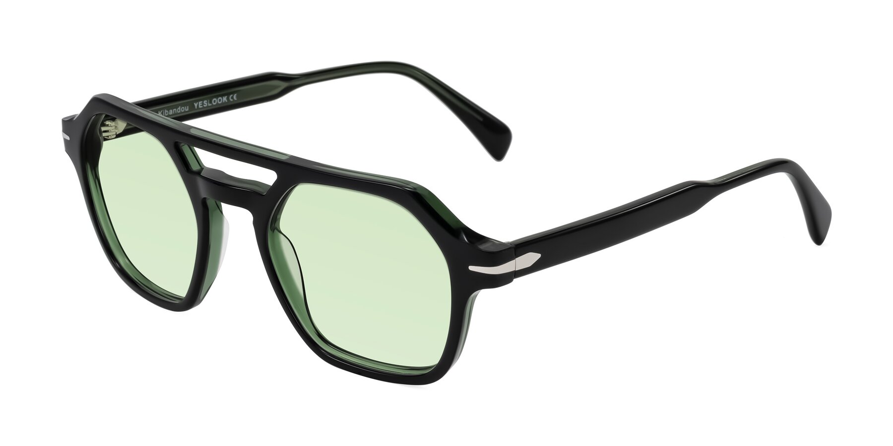 Angle of Kibandou in Black/Green with Light Green Tinted Lenses