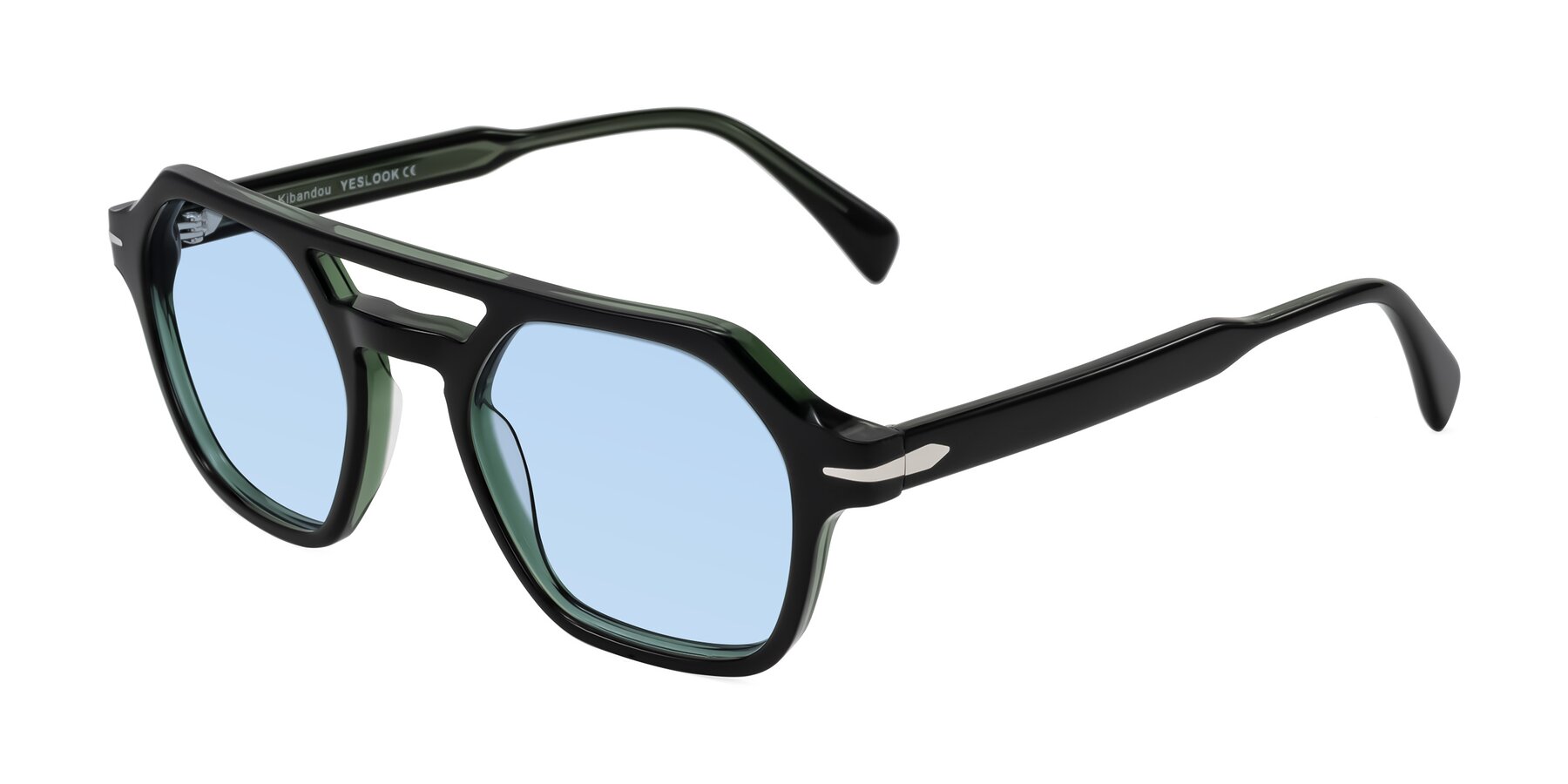 Angle of Kibandou in Black/Green with Light Blue Tinted Lenses
