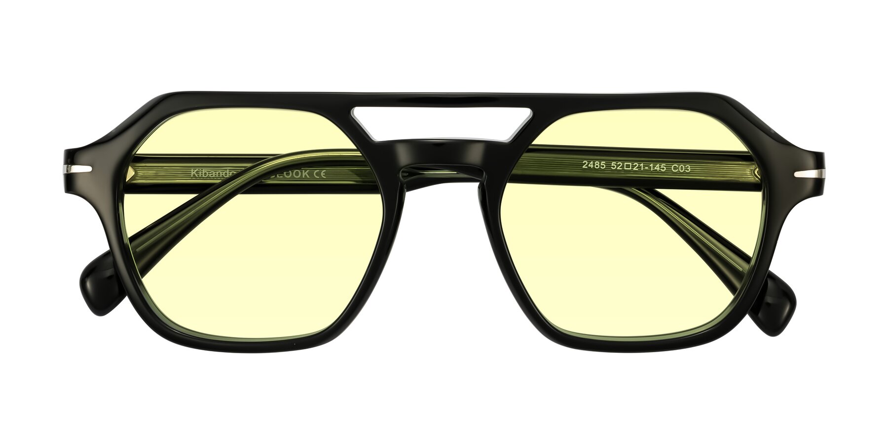 Folded Front of Kibandou in Black/Green with Light Yellow Tinted Lenses