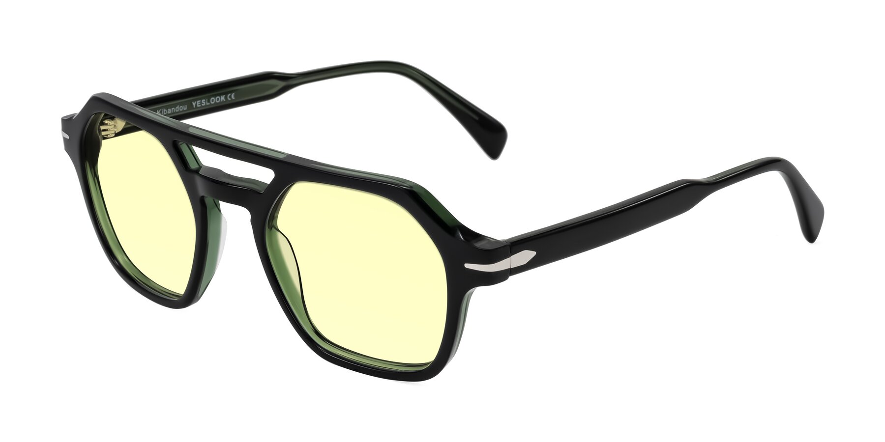 Angle of Kibandou in Black/Green with Light Yellow Tinted Lenses