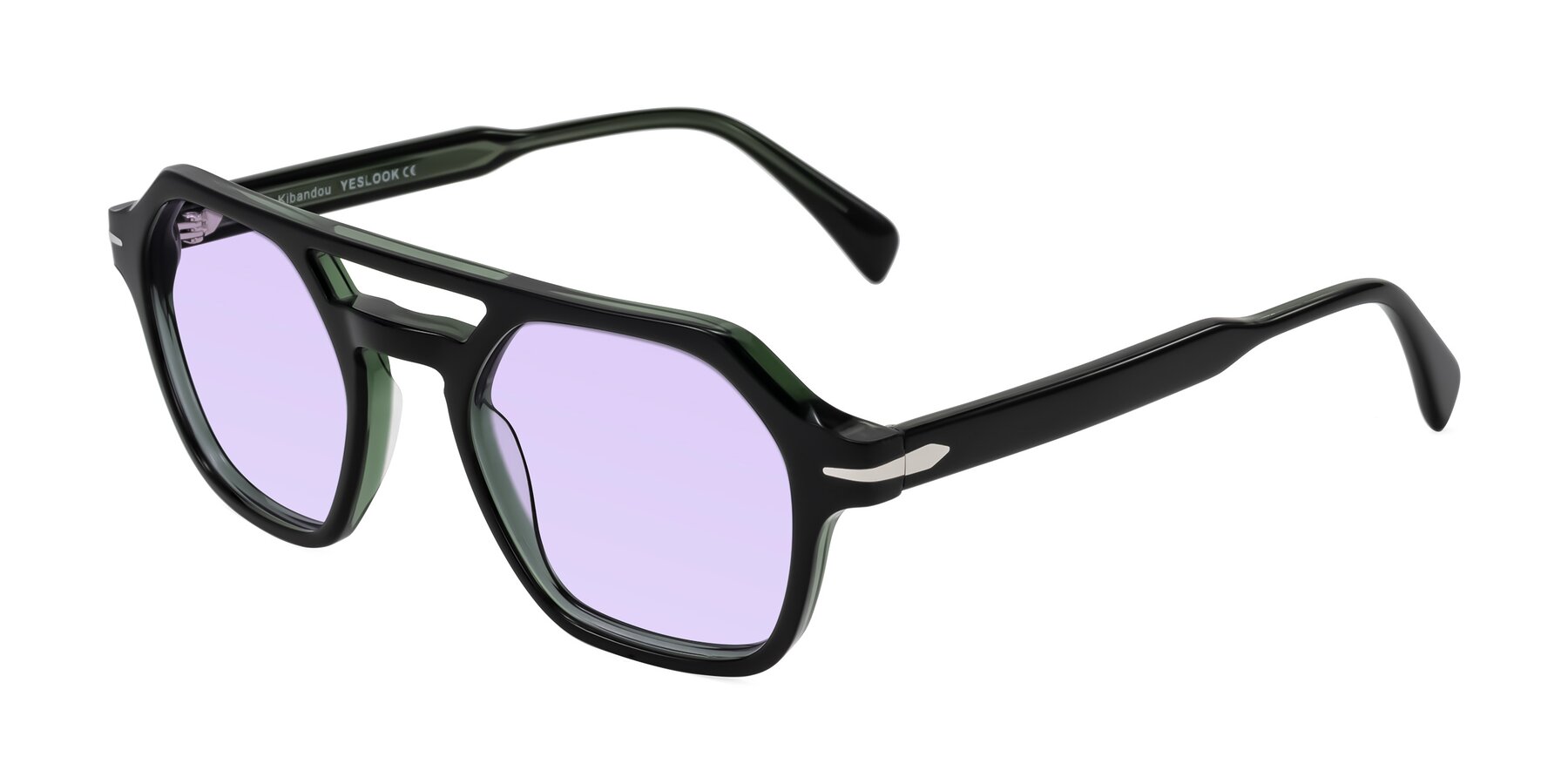 Angle of Kibandou in Black/Green with Light Purple Tinted Lenses