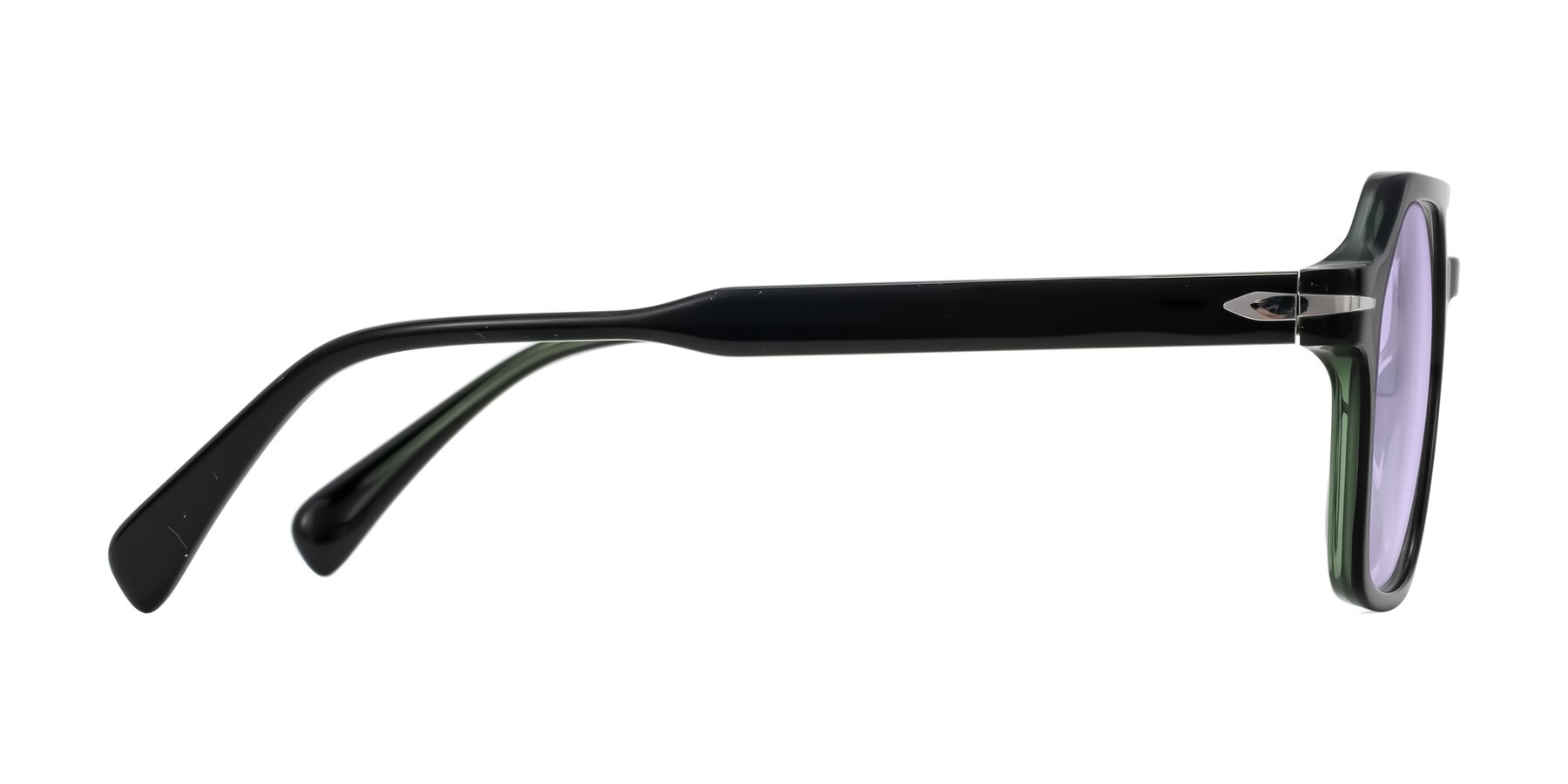 Side of Kibandou in Black/Green with Light Purple Tinted Lenses