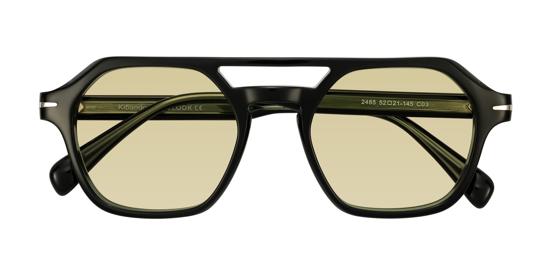 Folded Front of Kibandou in Black/Green with Light Champagne Tinted Lenses