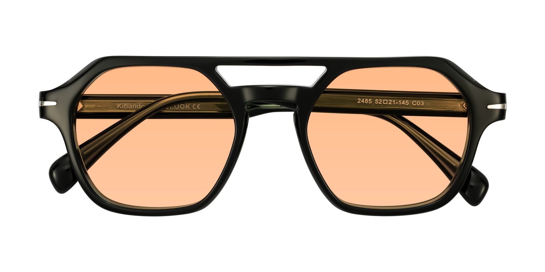 Folded Front of Kibandou in Black/Green with Light Orange Tinted Lenses