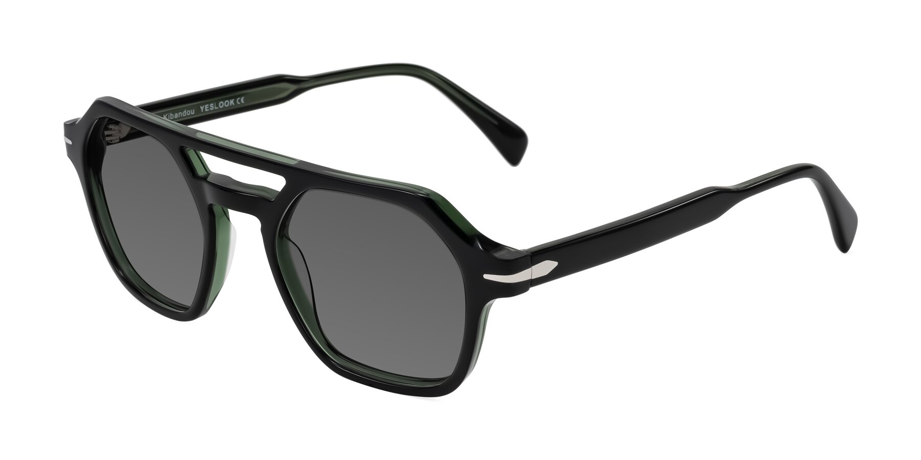 Angle of Kibandou in Black/Green with Medium Gray Tinted Lenses