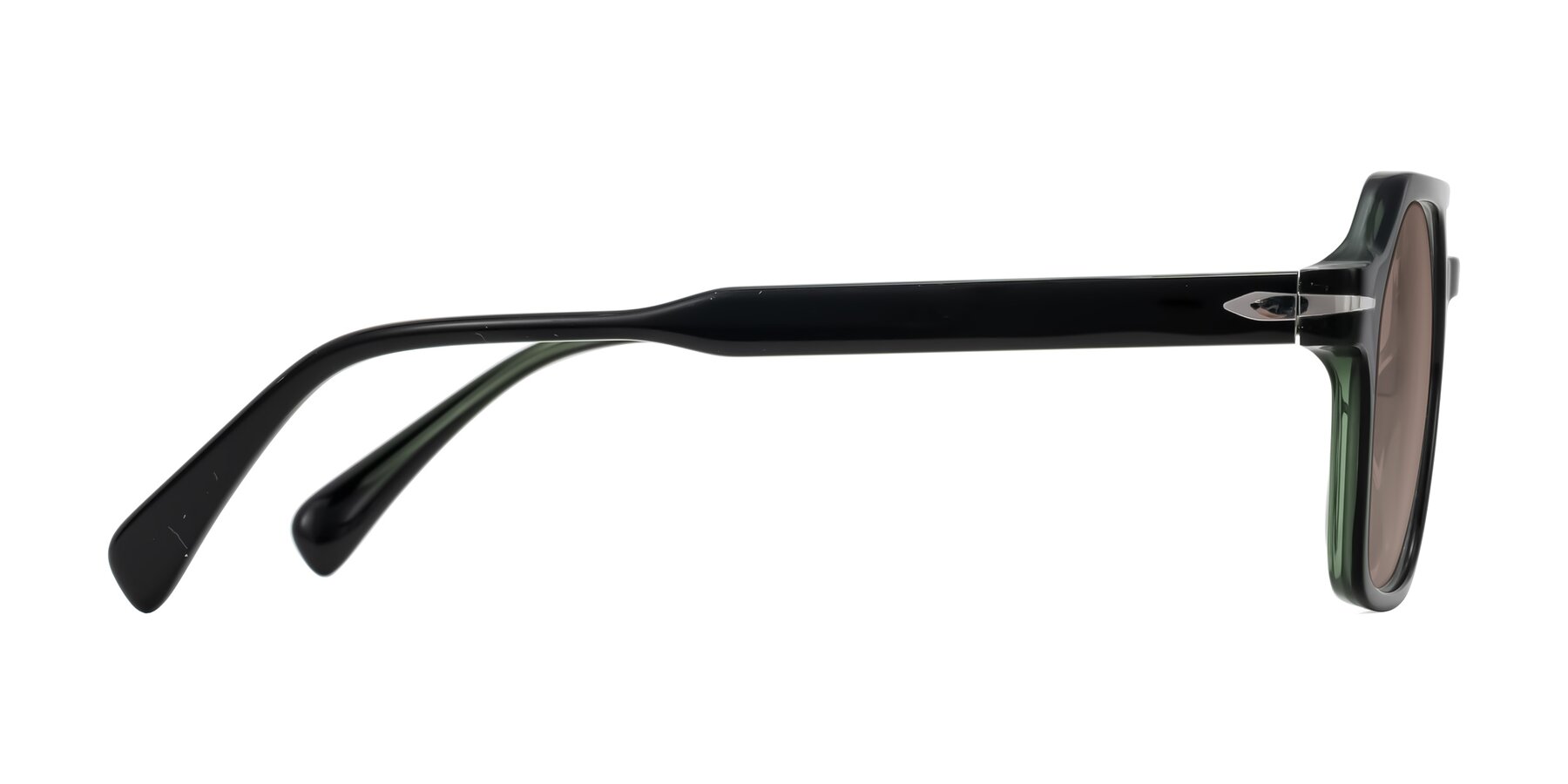 Side of Kibandou in Black/Green with Medium Brown Tinted Lenses