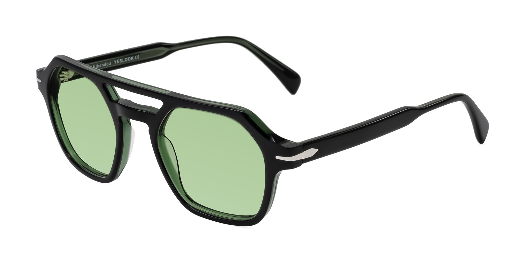 Angle of Kibandou in Black/Green with Medium Green Tinted Lenses