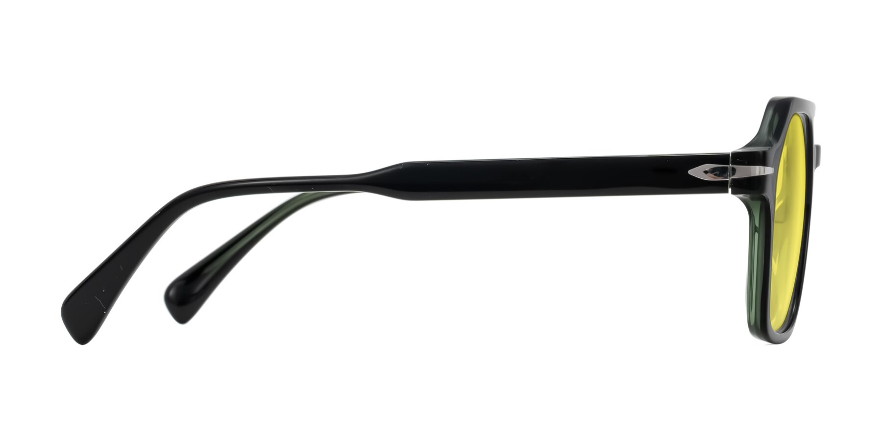Side of Kibandou in Black/Green with Medium Yellow Tinted Lenses