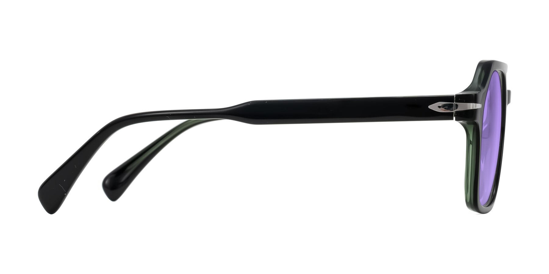 Side of Kibandou in Black/Green with Medium Purple Tinted Lenses