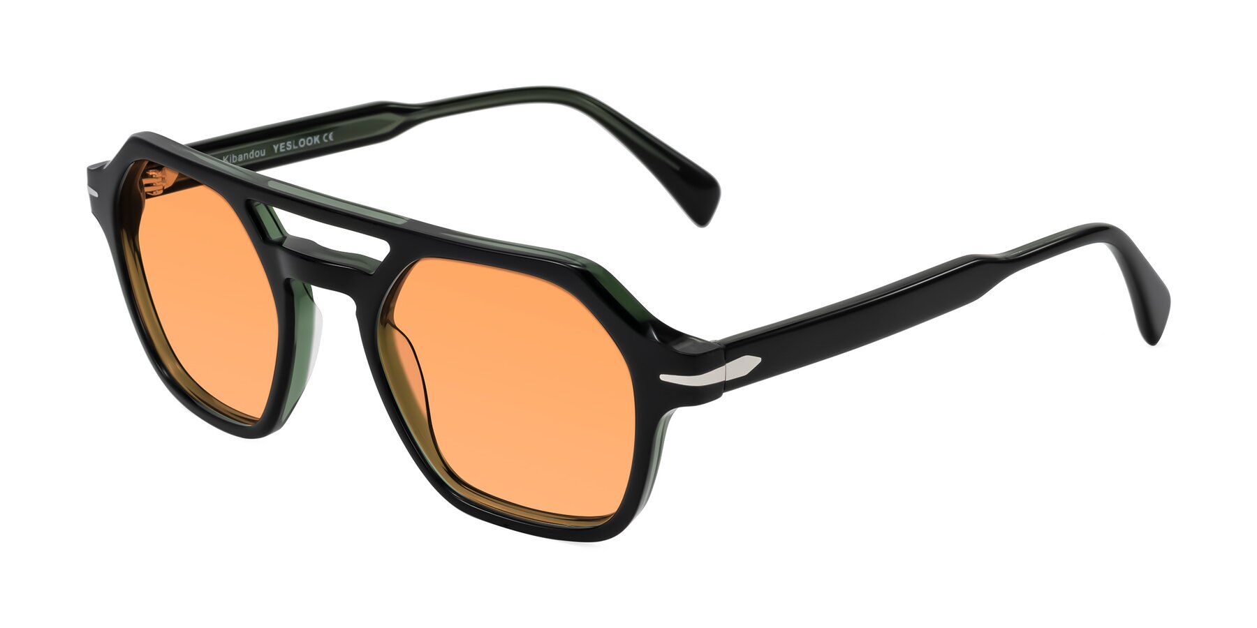 Angle of Kibandou in Black/Green with Medium Orange Tinted Lenses