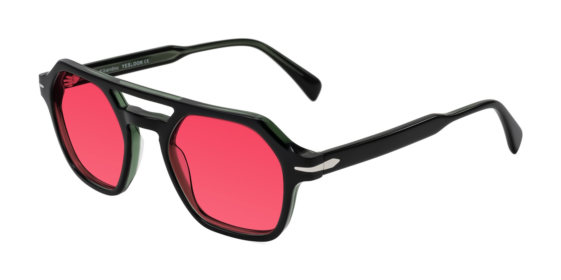 Angle of Kibandou in Black/Green with Red Tinted Lenses