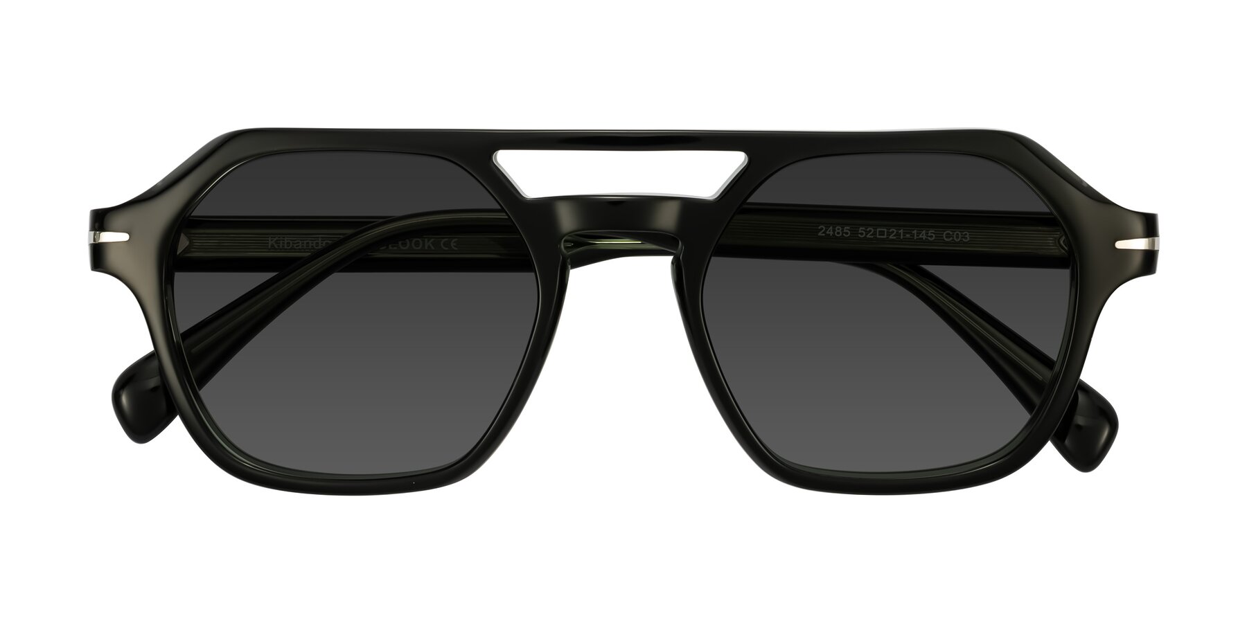 Folded Front of Kibandou in Black/Green with Gray Tinted Lenses