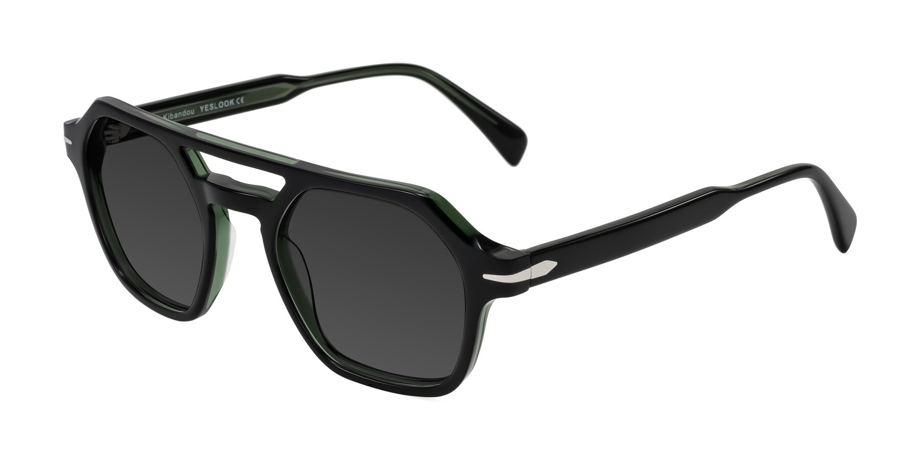 Angle of Kibandou in Black/Green with Gray Tinted Lenses