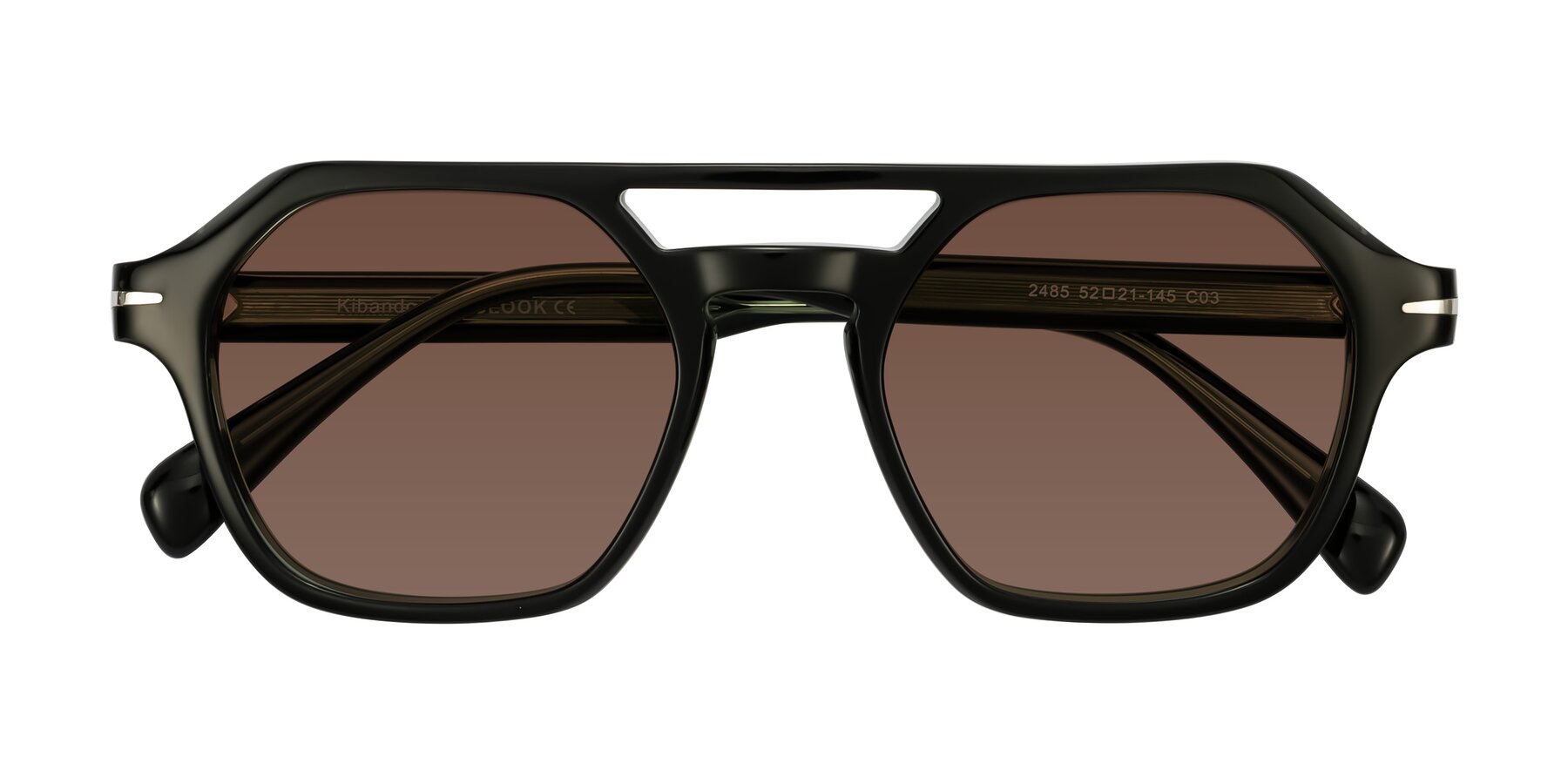 Folded Front of Kibandou in Black/Green with Brown Tinted Lenses