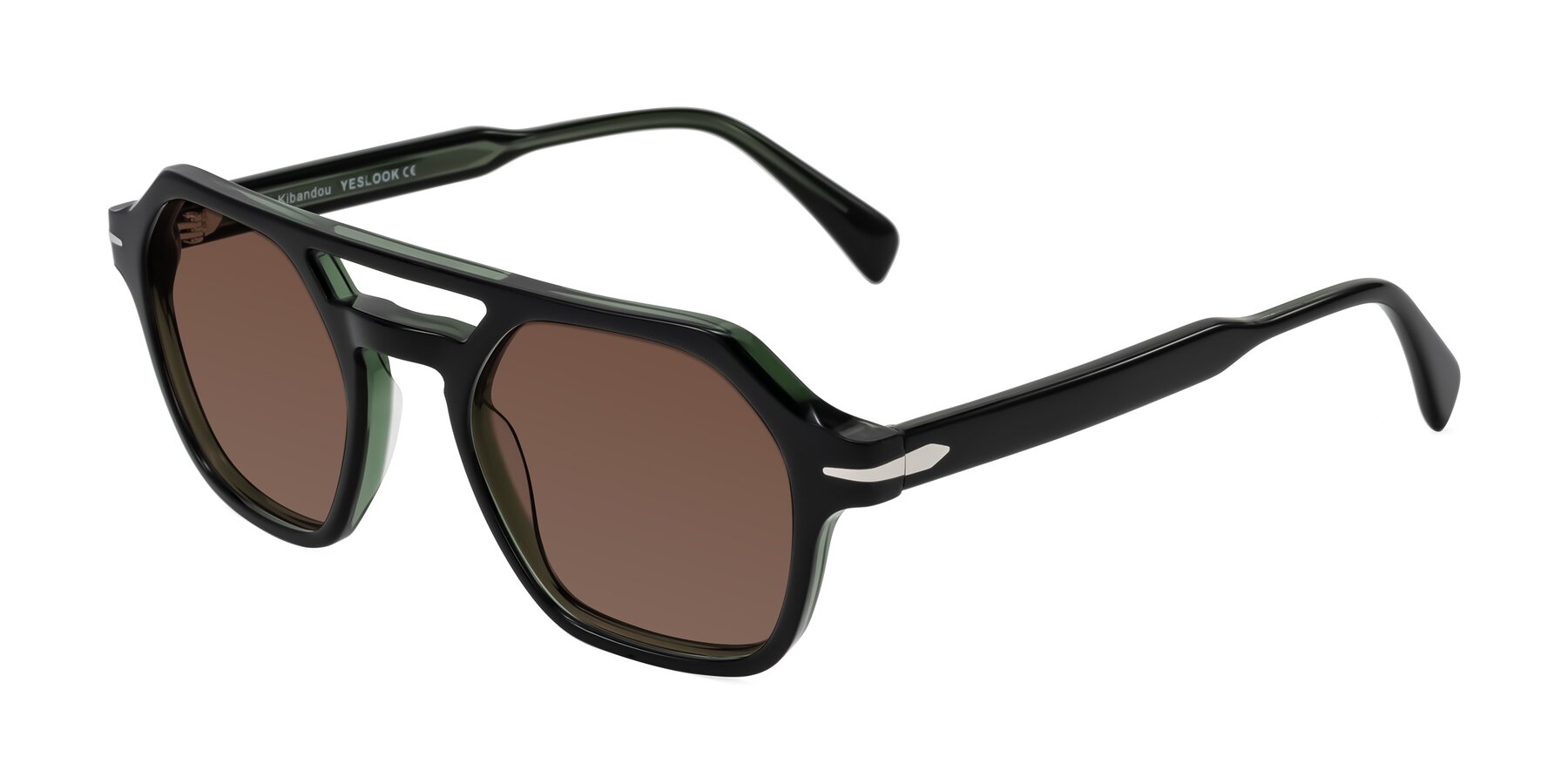 Angle of Kibandou in Black/Green with Brown Tinted Lenses