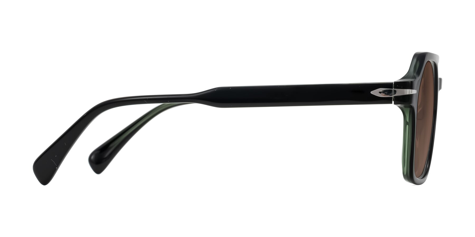 Side of Kibandou in Black/Green with Brown Tinted Lenses