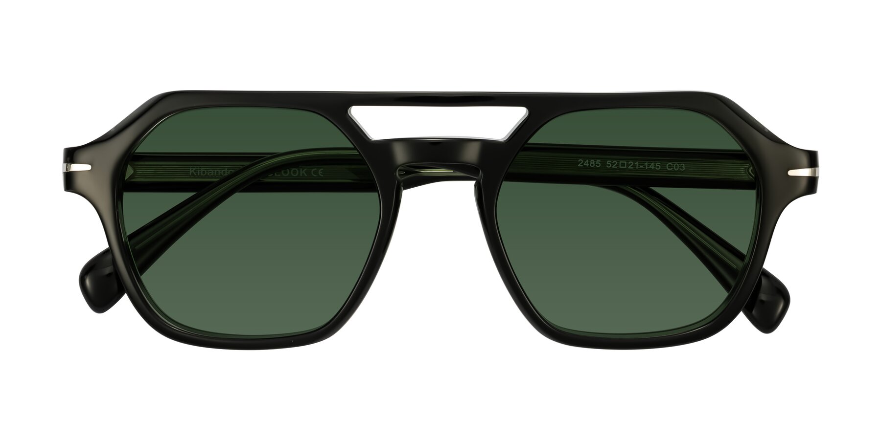 Folded Front of Kibandou in Black/Green with Green Tinted Lenses