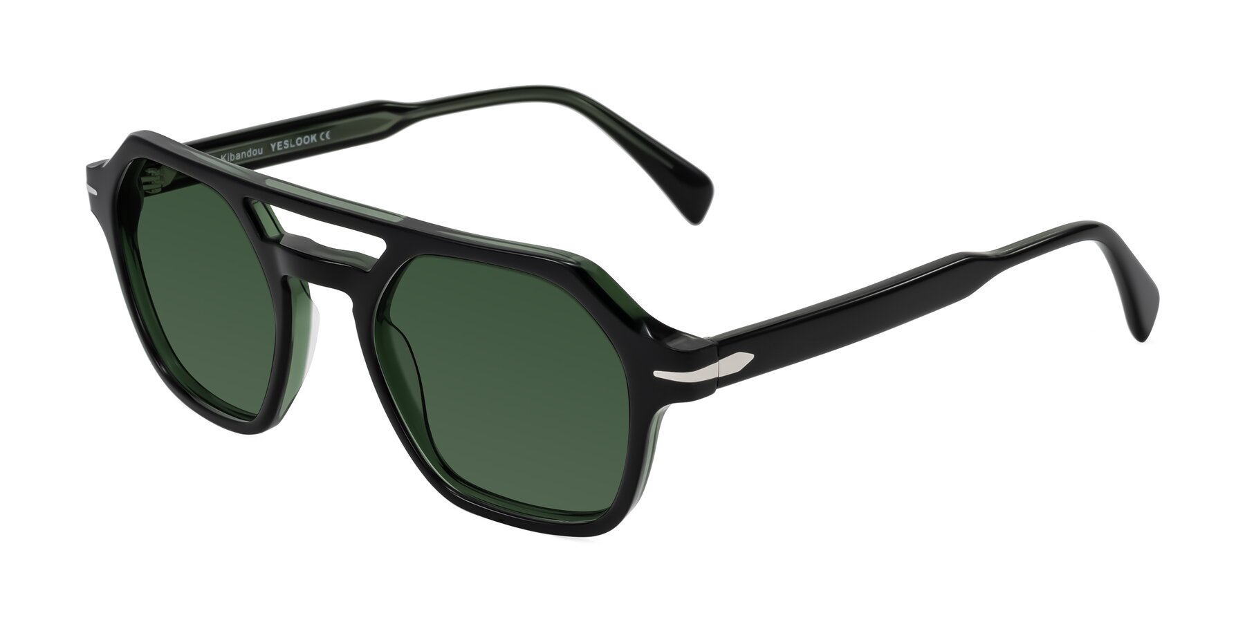 Angle of Kibandou in Black/Green with Green Tinted Lenses