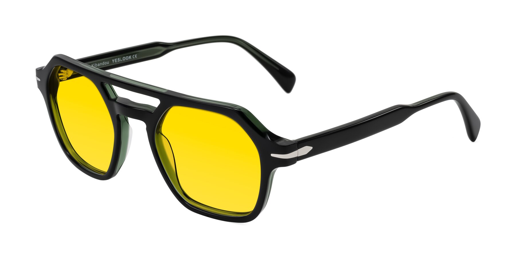 Angle of Kibandou in Black/Green with Yellow Tinted Lenses