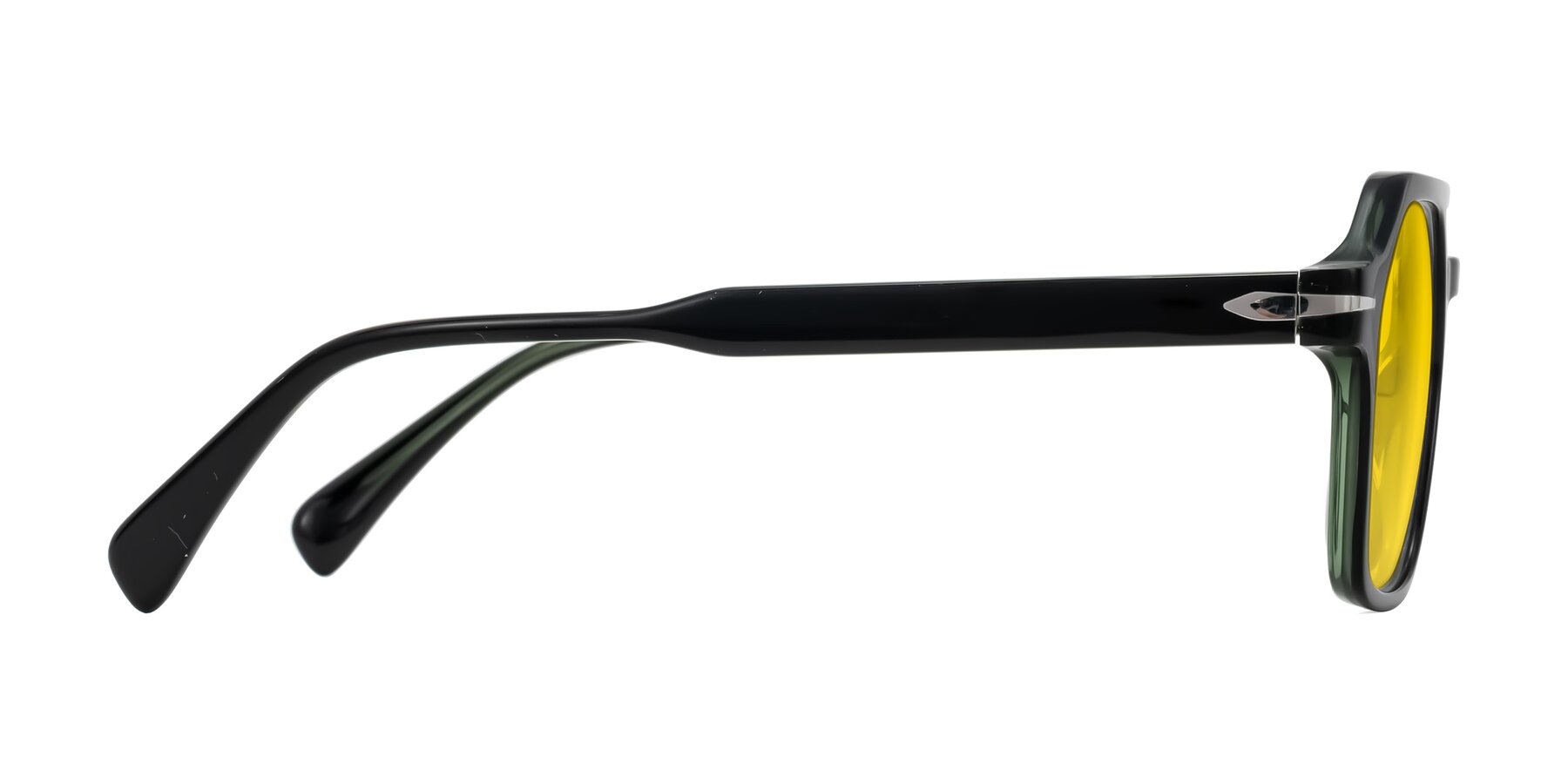 Side of Kibandou in Black/Green with Yellow Tinted Lenses