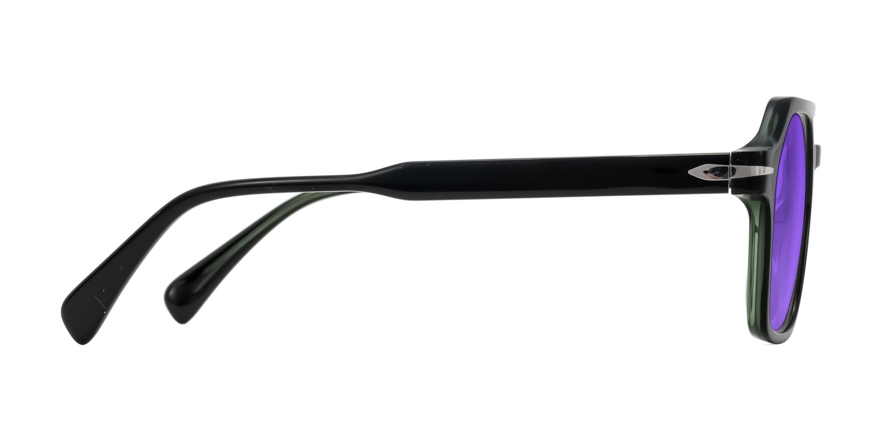 Side of Kibandou in Black/Green with Purple Tinted Lenses