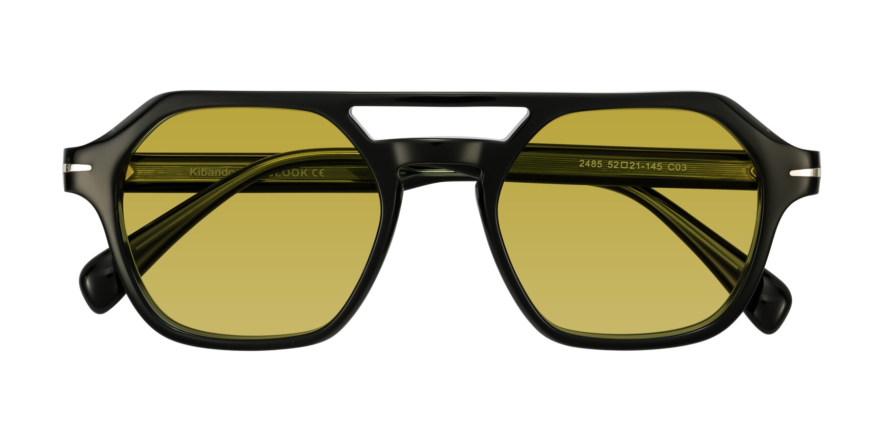Folded Front of Kibandou in Black/Green with Champagne Tinted Lenses