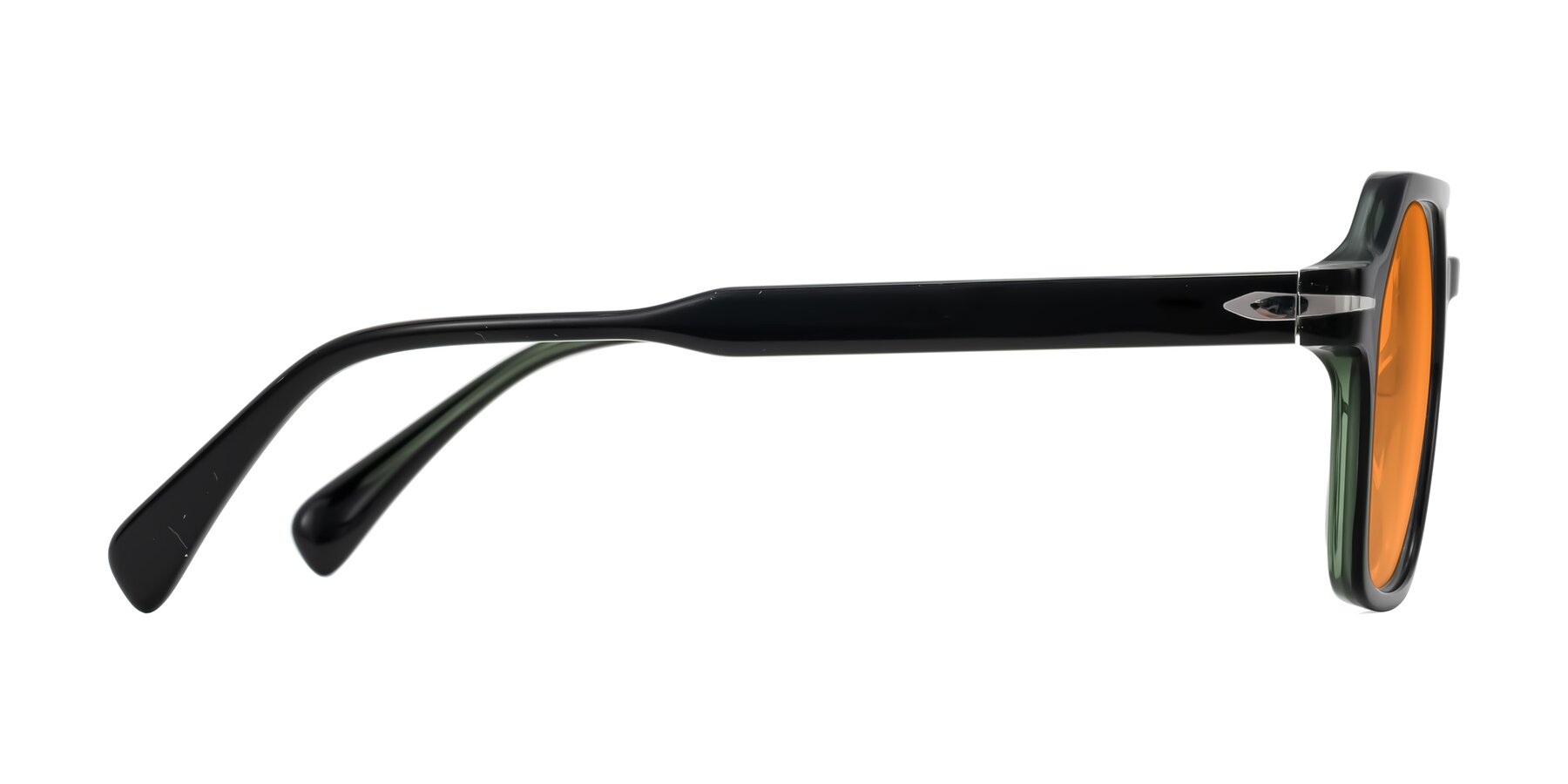 Side of Kibandou in Black/Green with Orange Tinted Lenses