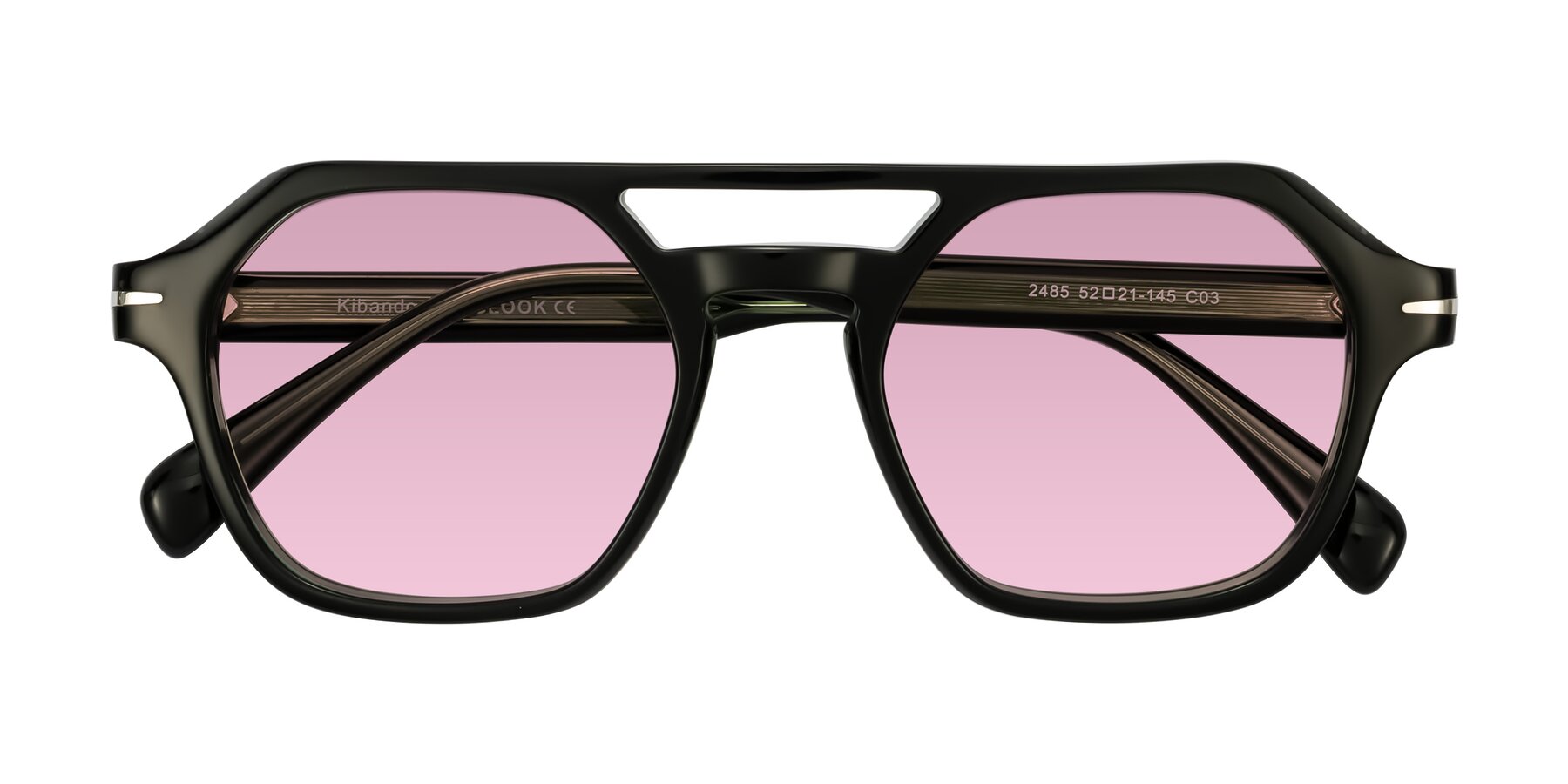 Folded Front of Kibandou in Black/Green with Light Wine Tinted Lenses