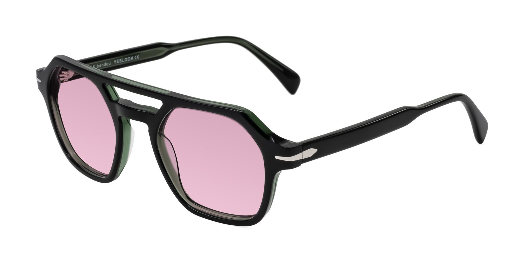 Angle of Kibandou in Black/Green with Light Wine Tinted Lenses