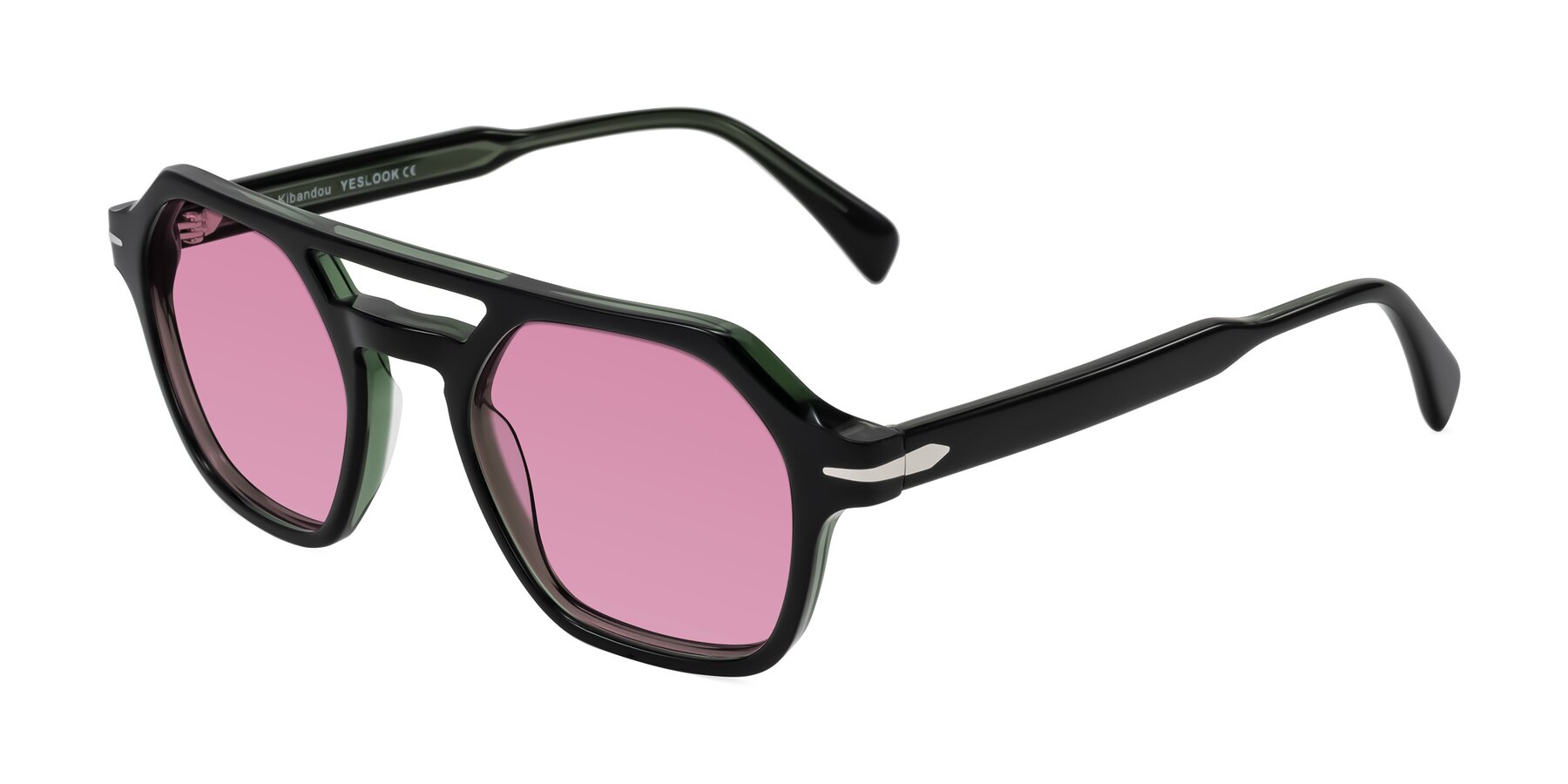 Angle of Kibandou in Black/Green with Medium Wine Tinted Lenses