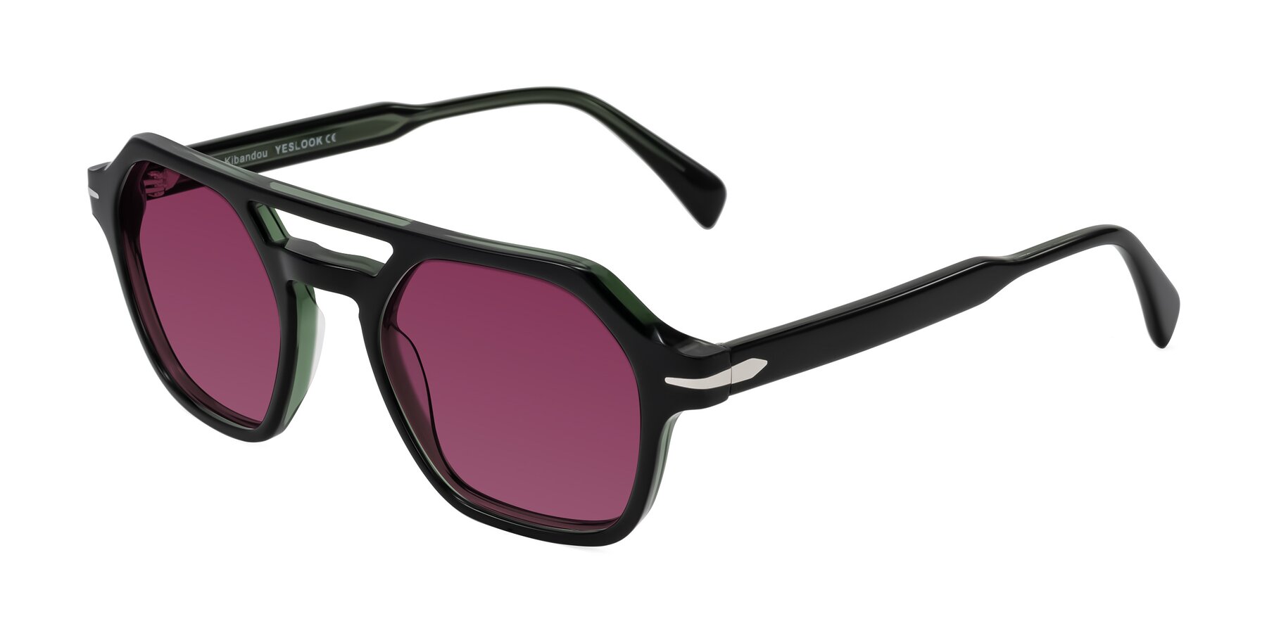 Angle of Kibandou in Black/Green with Wine Tinted Lenses