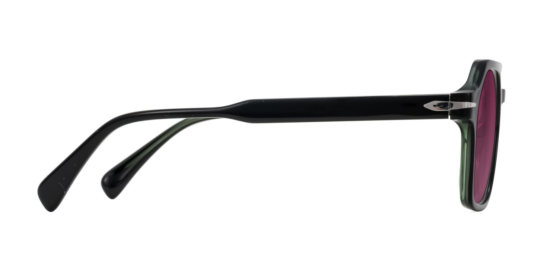 Side of Kibandou in Black/Green with Wine Tinted Lenses