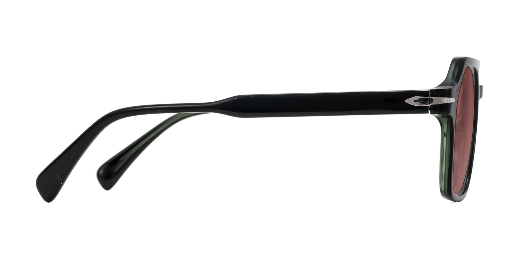 Side of Kibandou in Black/Green with Garnet Tinted Lenses