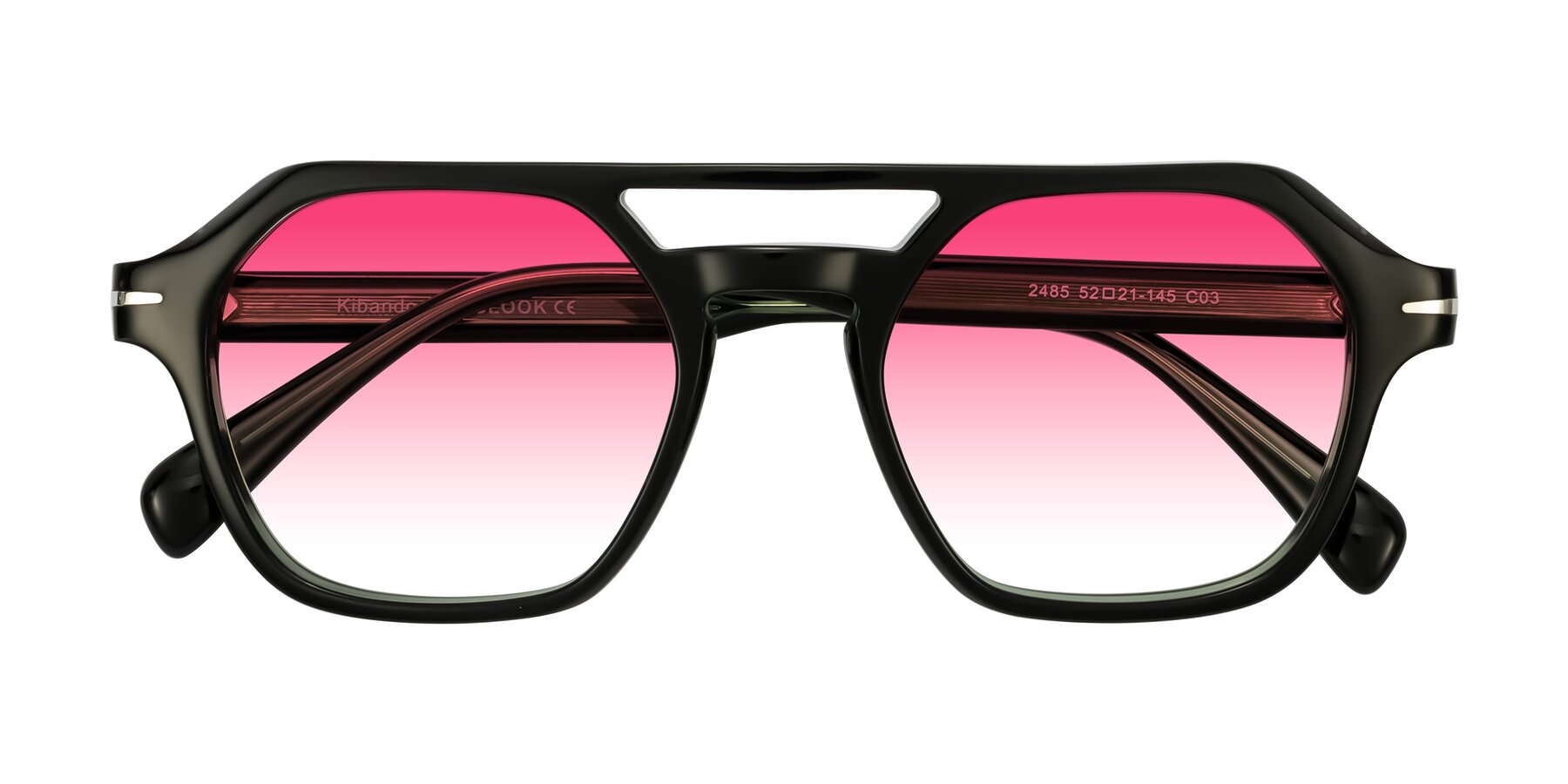 Folded Front of Kibandou in Black/Green with Pink Gradient Lenses