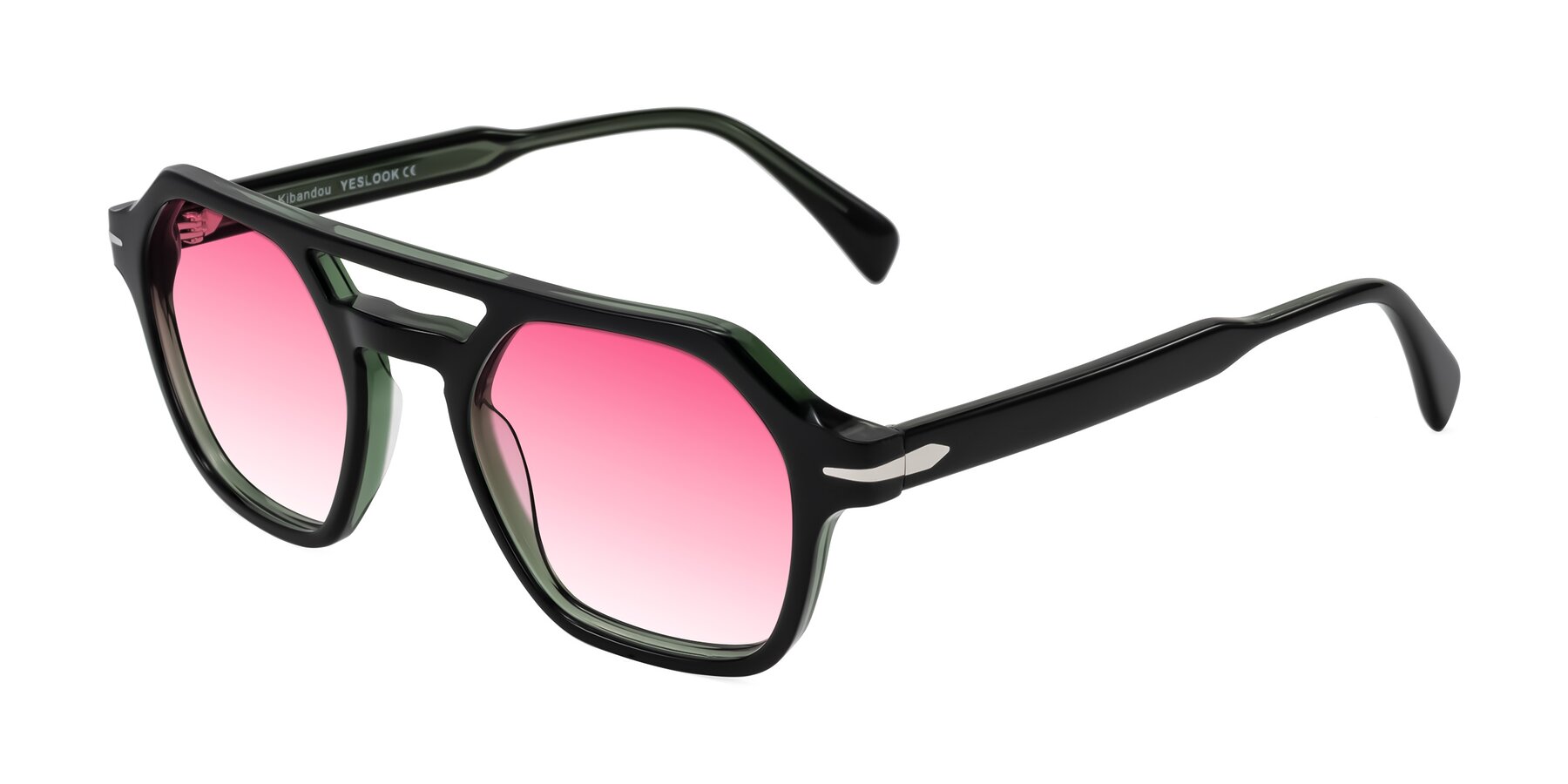 Angle of Kibandou in Black/Green with Pink Gradient Lenses