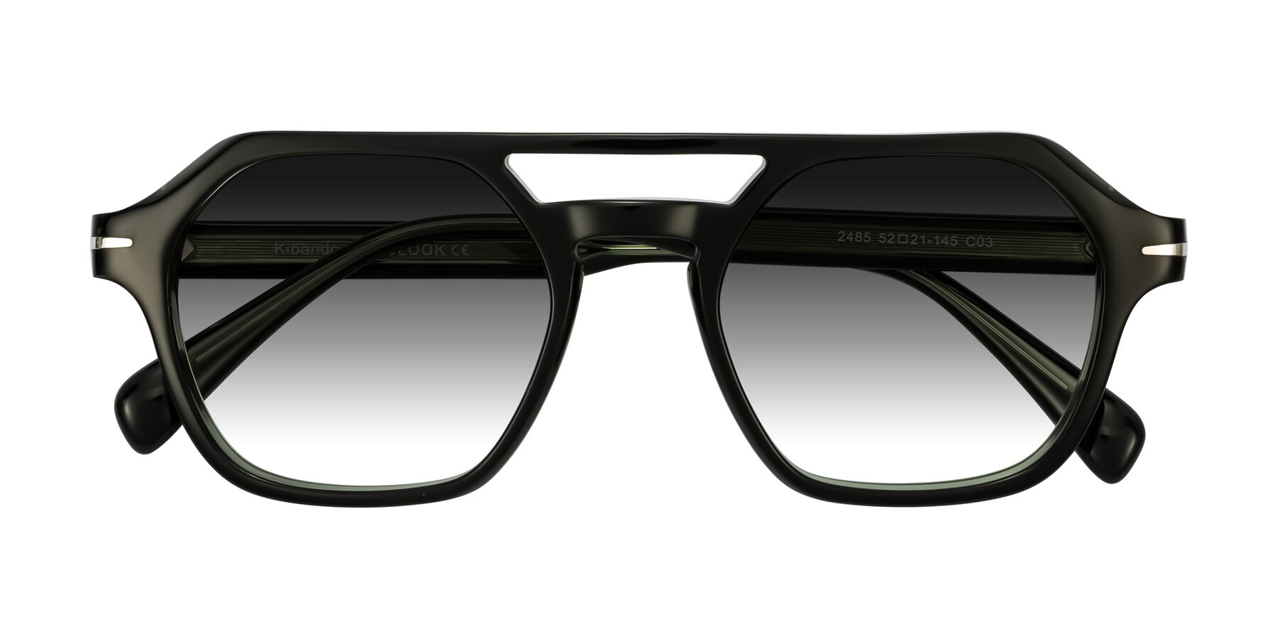 Folded Front of Kibandou in Black/Green with Gray Gradient Lenses