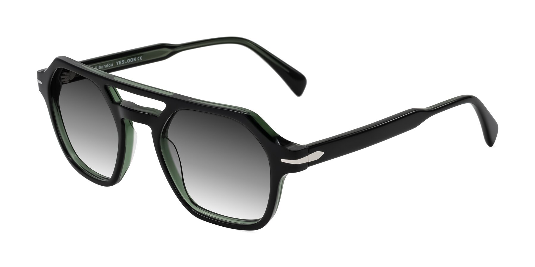 Angle of Kibandou in Black/Green with Gray Gradient Lenses