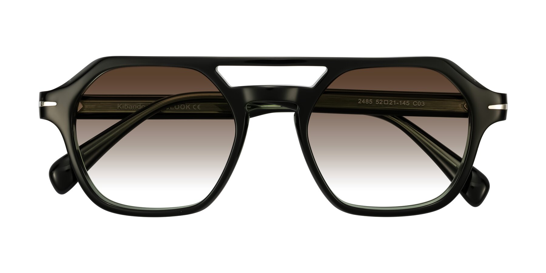 Folded Front of Kibandou in Black/Green with Brown Gradient Lenses